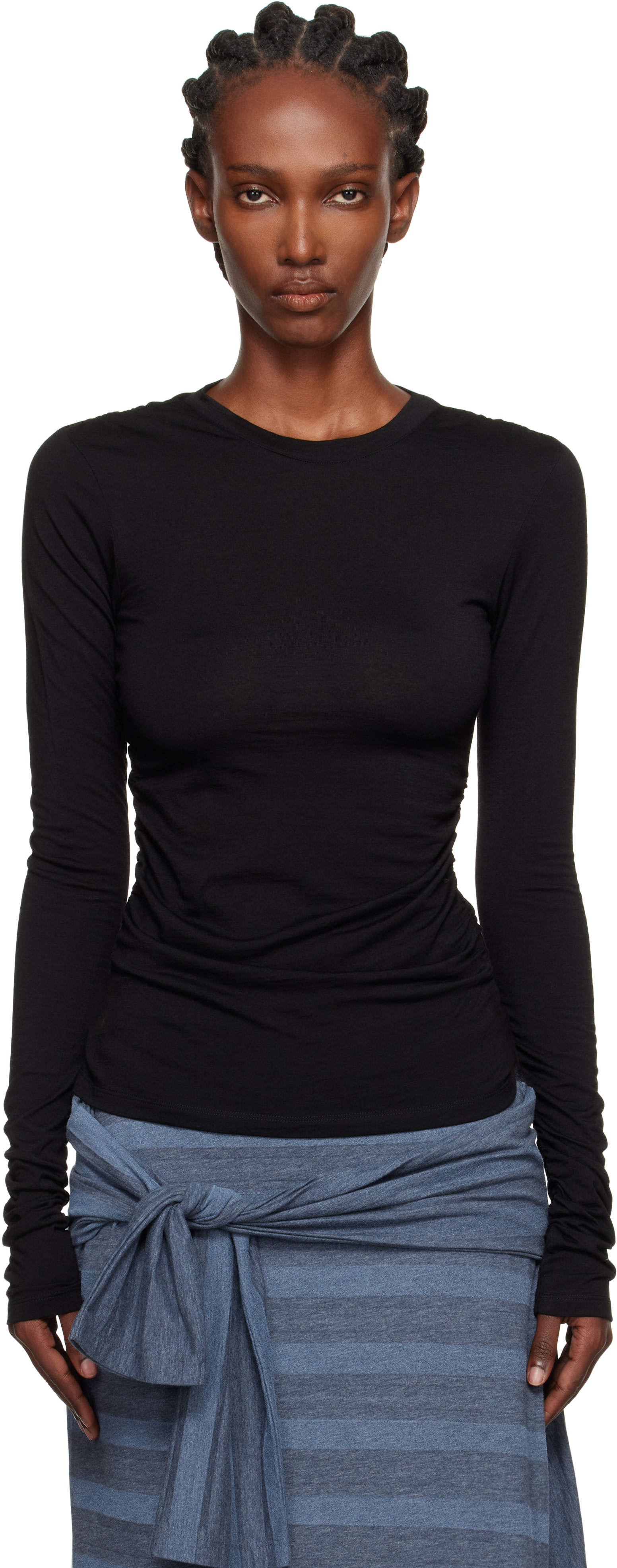 トップス our legacy Our Legacy - Slim Zip Longsleeve Olive Crinkle Jersey
