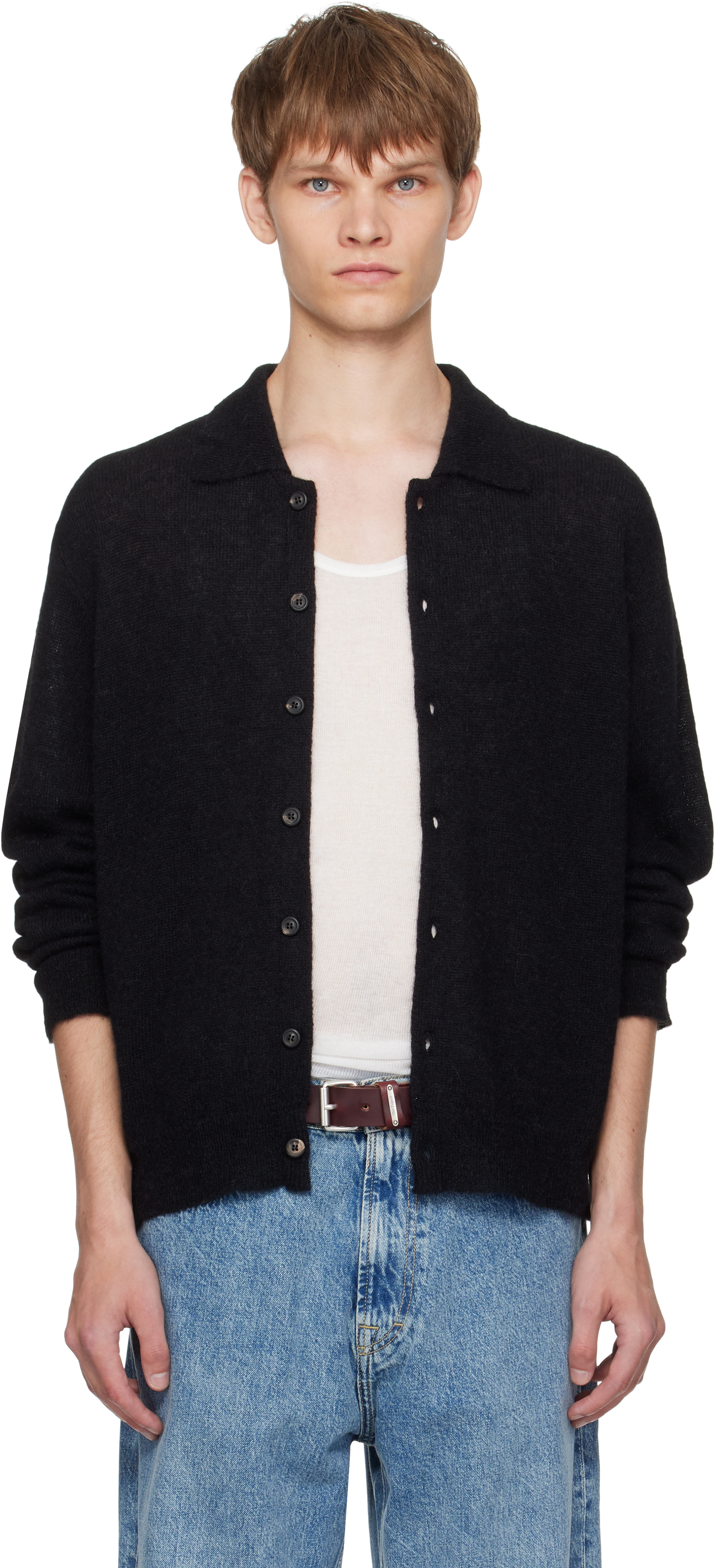 OUR LEGACY EVENING POLO カーディガン ニット OUR LEGACY: Black Evening Polo Cardigan | SSENSE