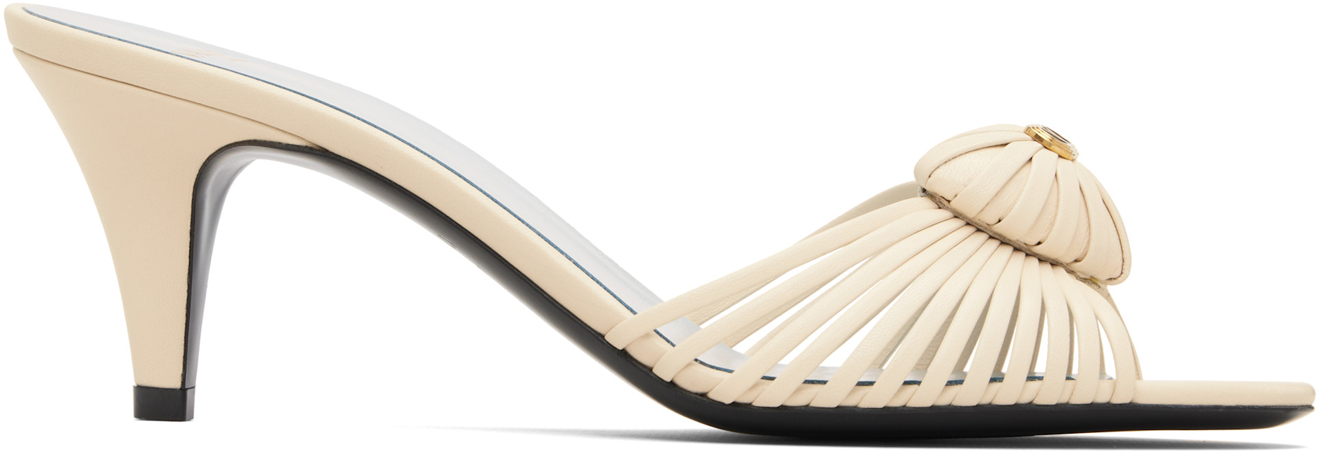 Valentino Garavani: Off-White Leather Woven Heart Heeled Sandals