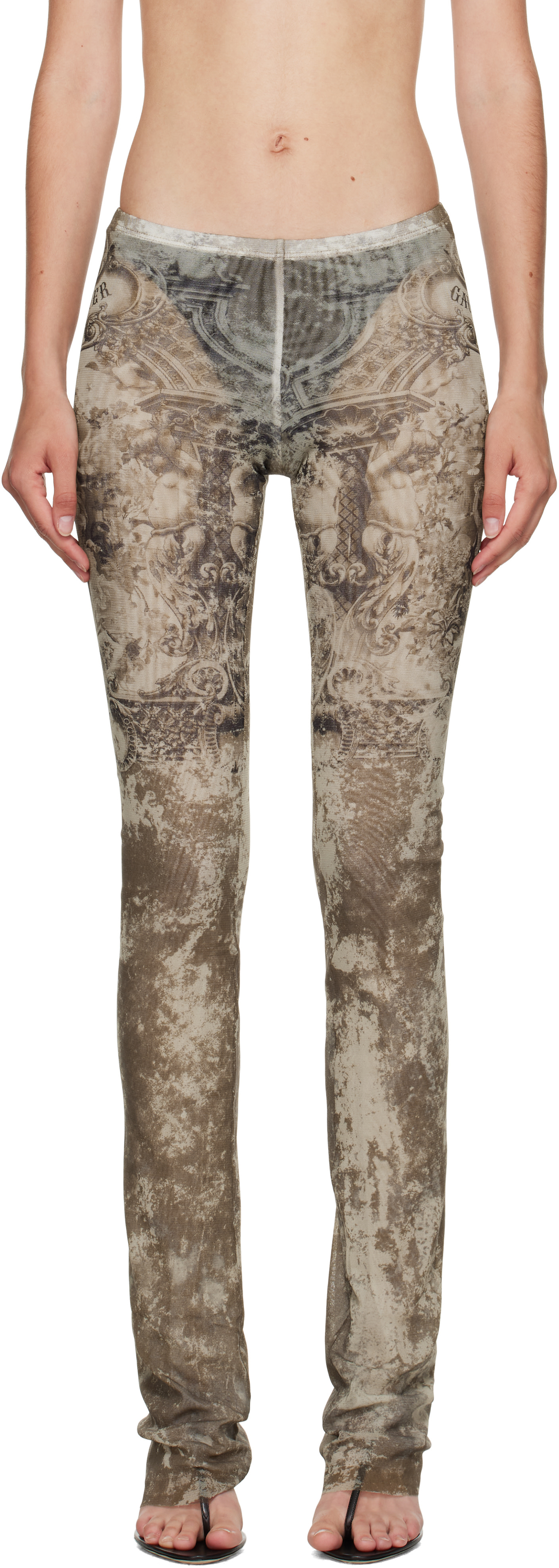 Jean Paul Gaultier: Beige 'The Médaillon' Lounge Pants | SSENSE