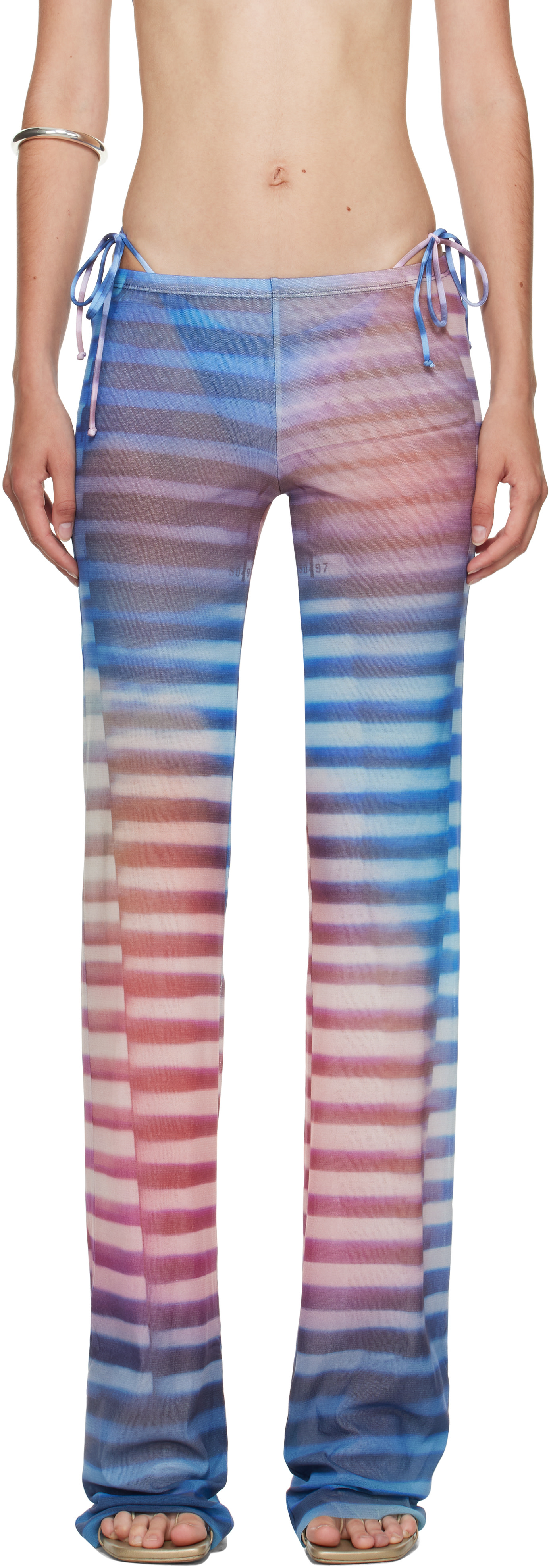 パンツ jean paul gaultier Asymmetric Veil Pants Jean Paul Gaultier: Blue & Pink 'The Air' Lounge Pants | SSENSE