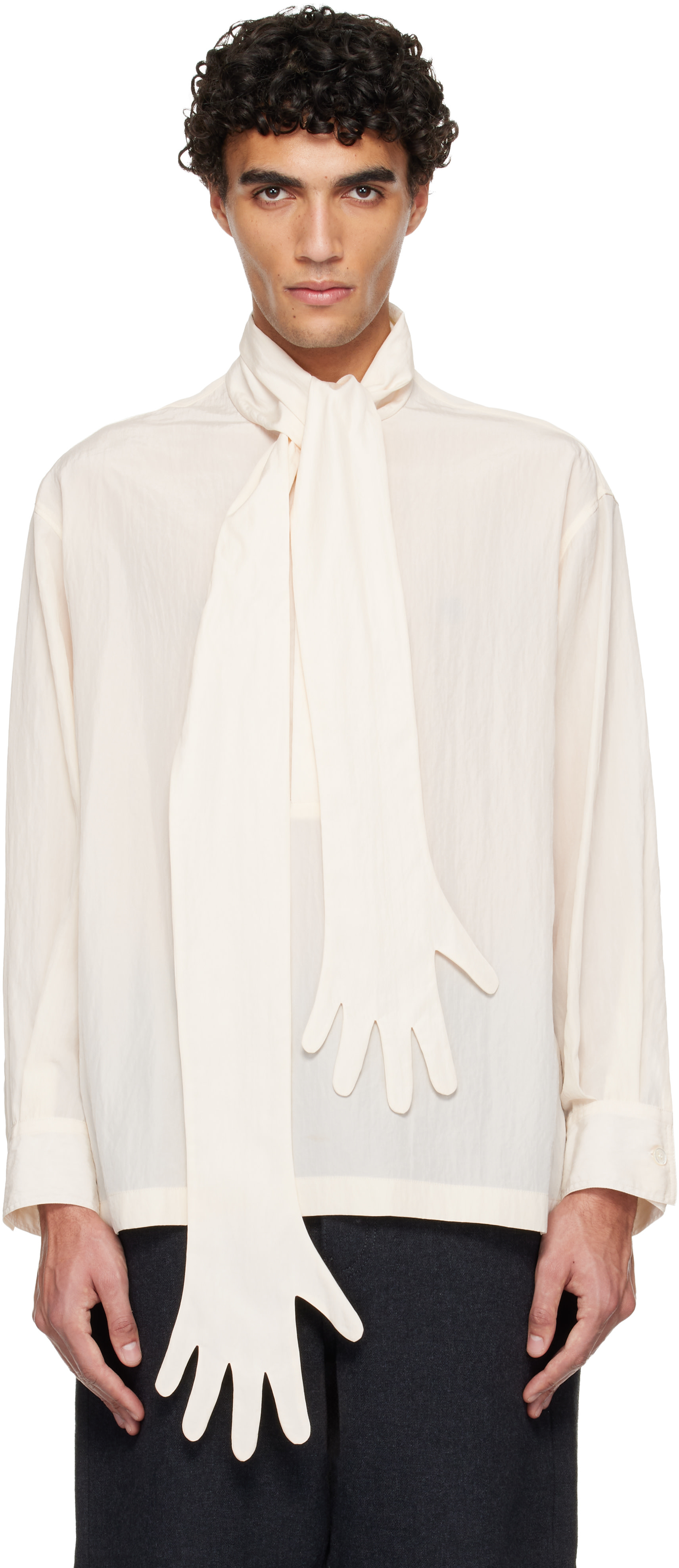 Jean Paul Gaultier: Off-White Glove Detail Blouse | SSENSE
