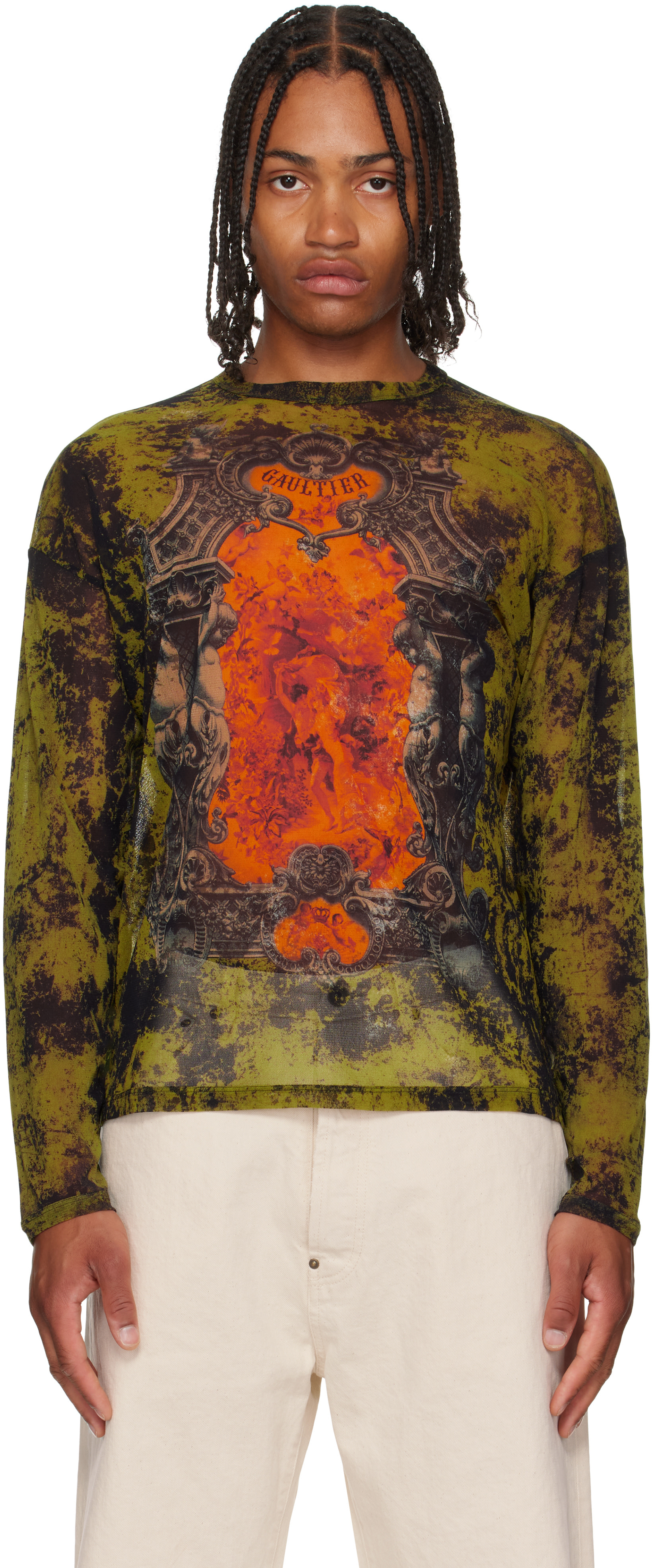 Jean Paul Gaultier: Black & Khaki 'The Oversized Médaillon' Top