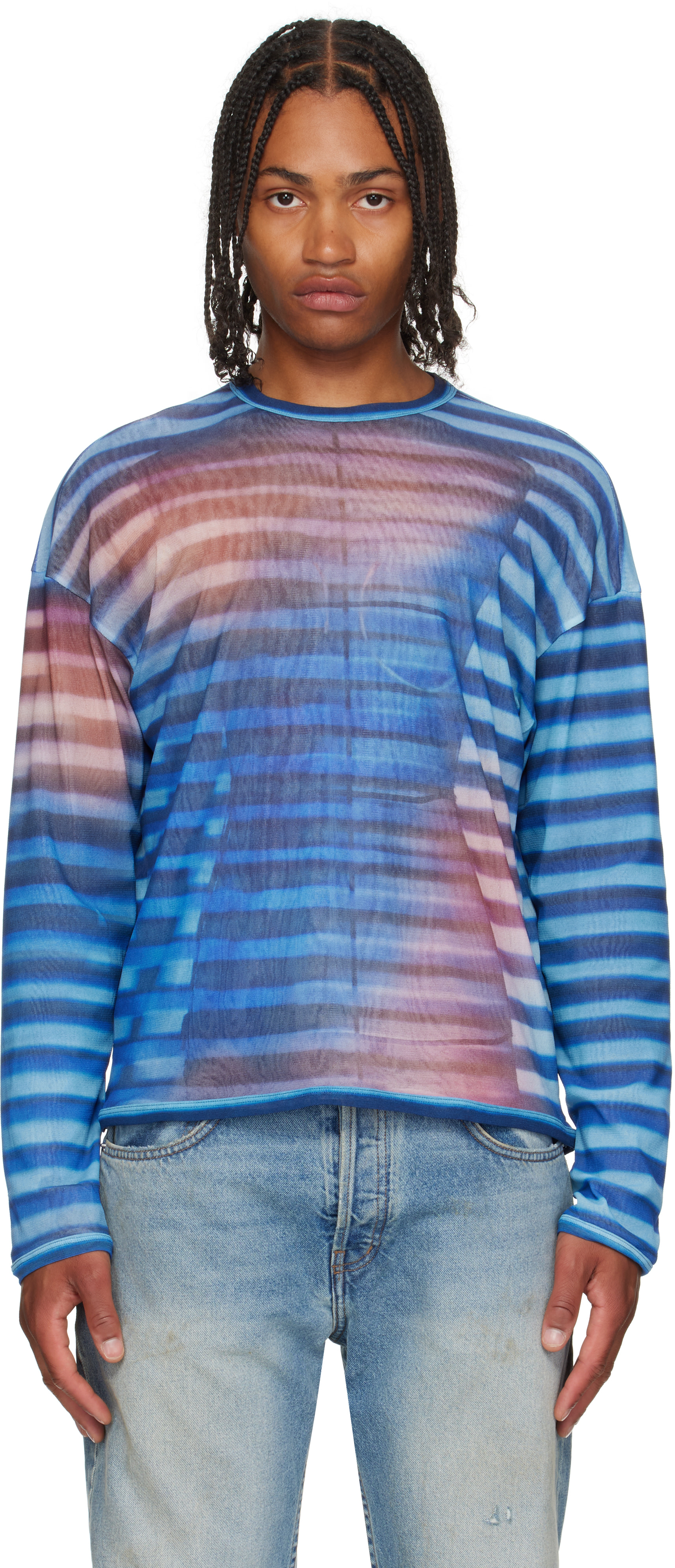 Jean Paul GAULTIER ブルーラメトップス 252808M213006_1.jpg