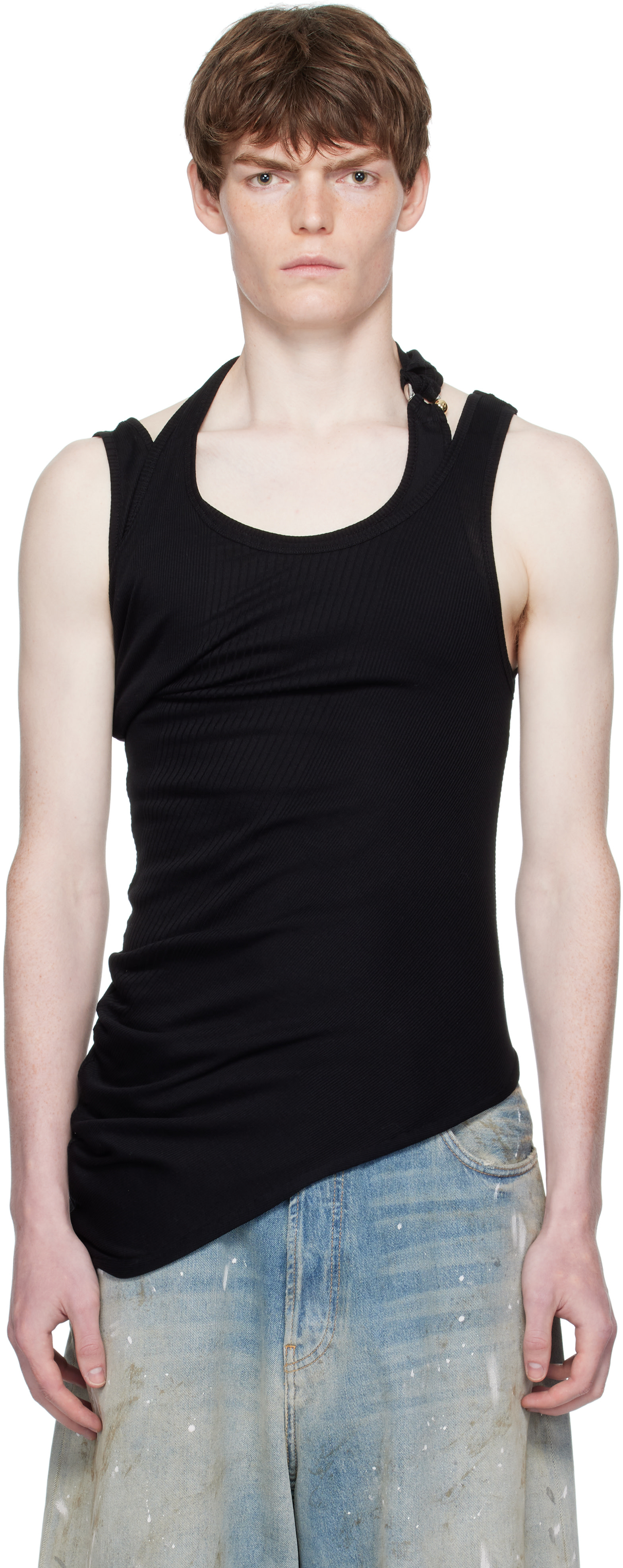 入手困難 ✨jean paul gaultier 00s タンクトップ Khaki & Orange 'The Médaillon' Tank Top by Jean Paul Gaultier on Sale