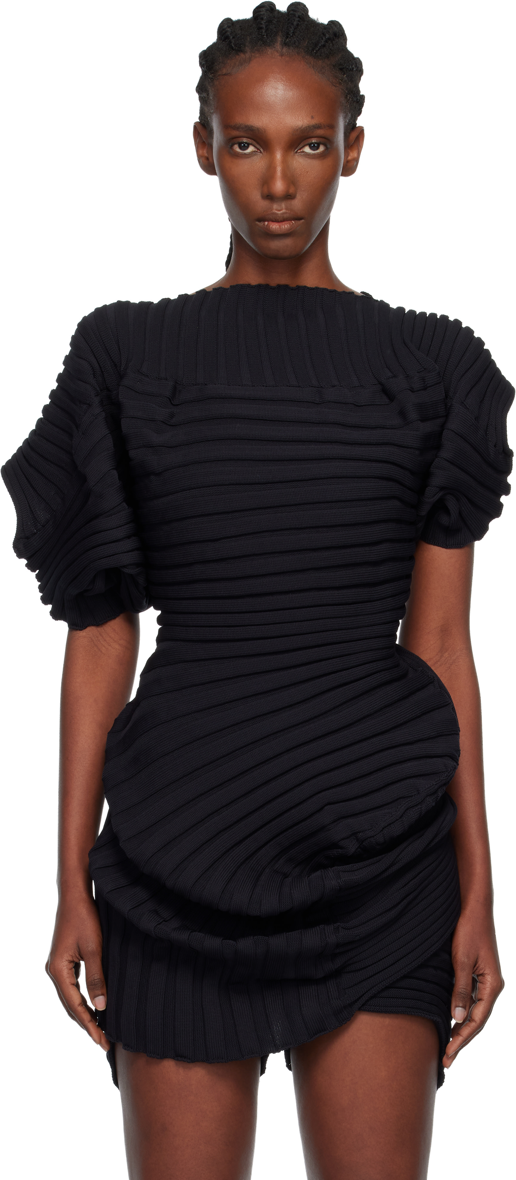 ISSEY MIYAKE: Black Knit 'As It Is' Top | SSENSE