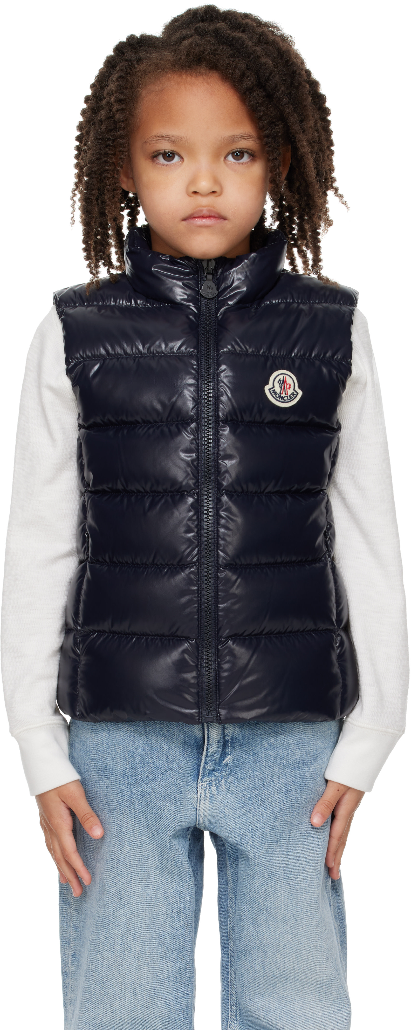 Moncler Enfant: Big Kids Navy Ghany Down Vest | SSENSE Denmark