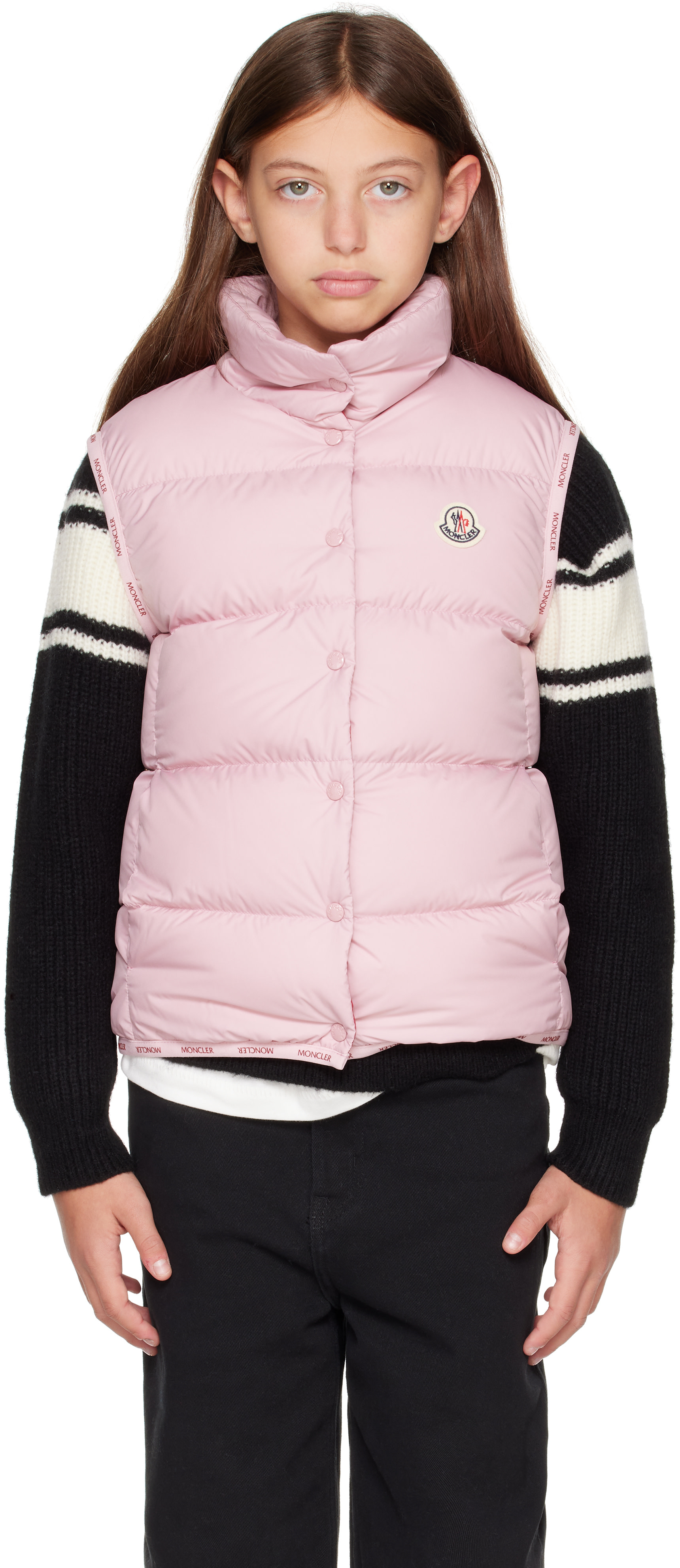 Moncler Enfant: Big Kids Pink Badia Down Vest | SSENSE