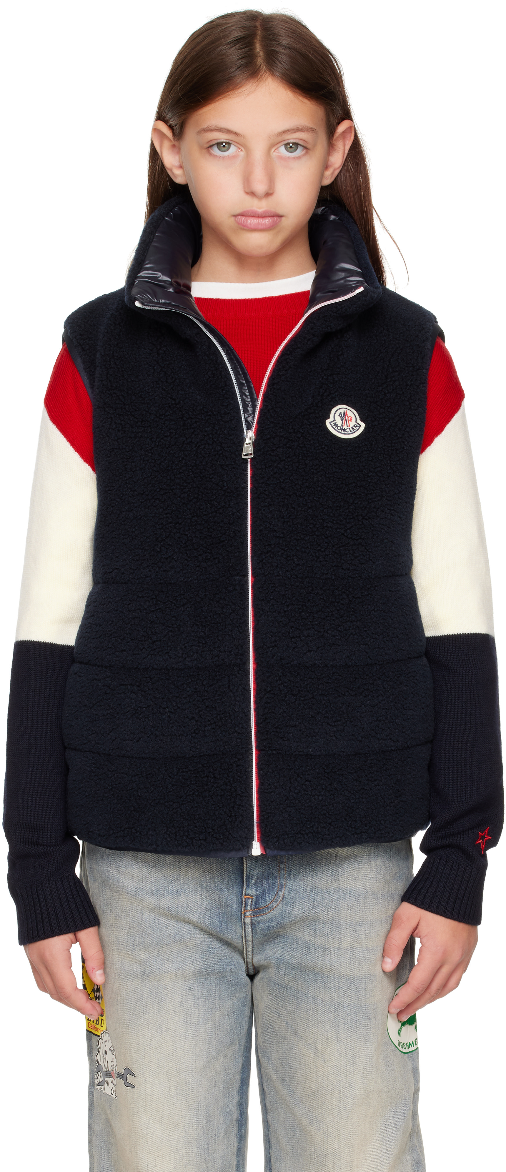 Moncler Enfant: Big Kids Navy Orin Teddy Padded Vest | SSENSE Denmark