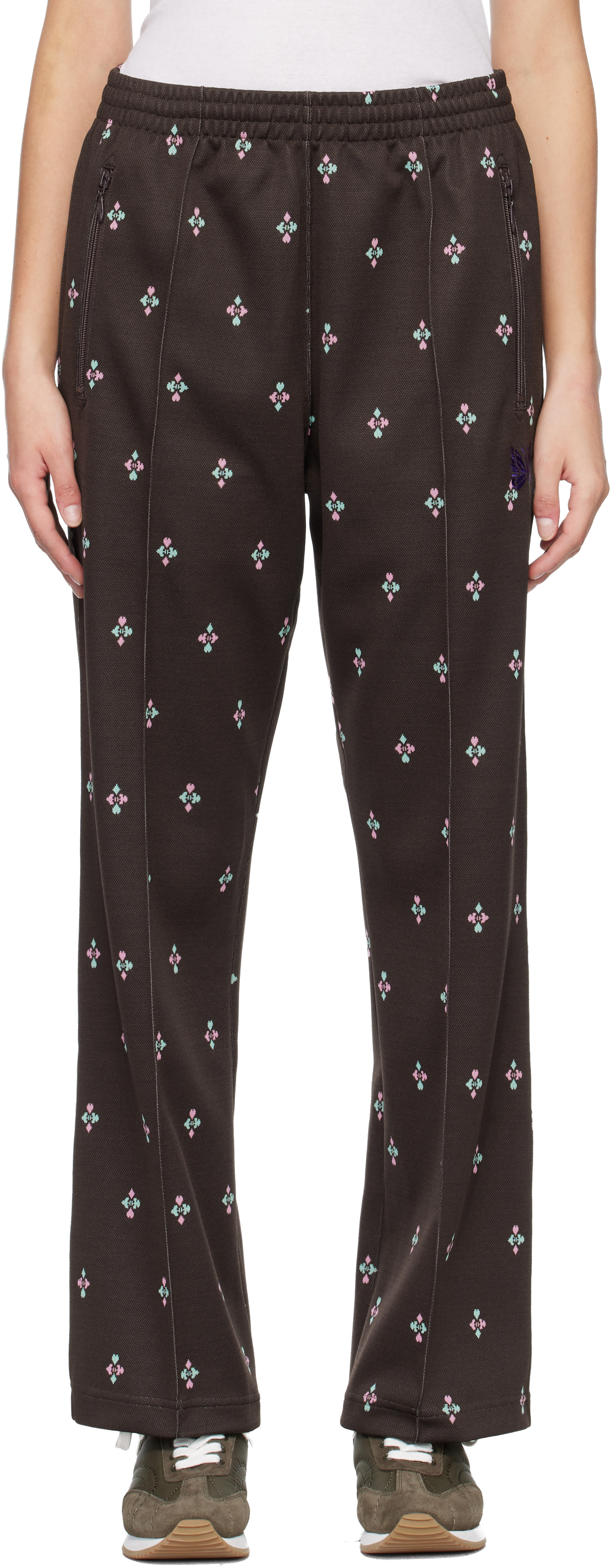 NEEDLES: Brown Poly Jacquard Lounge Pants | SSENSE