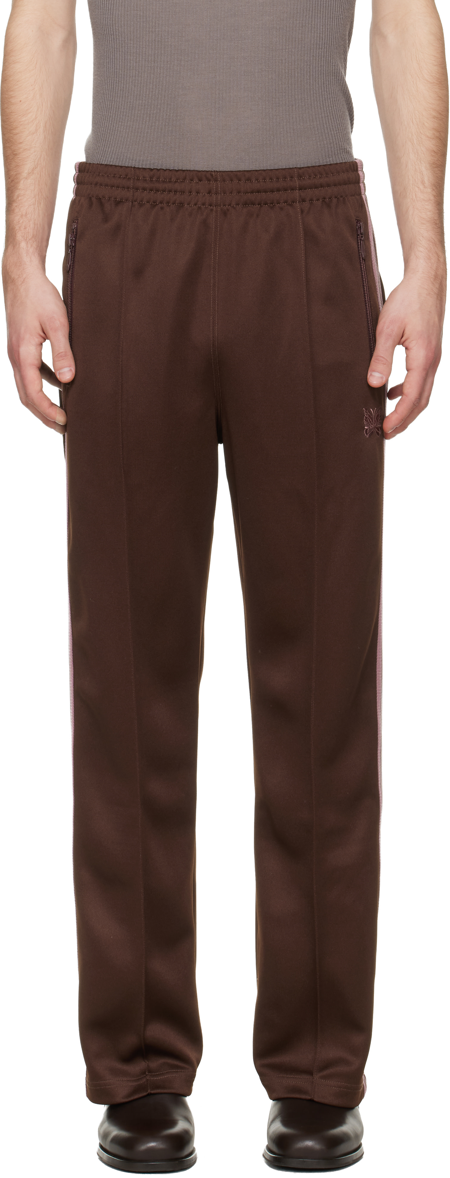 NEEDLES: Brown Jersey Track Pants | SSENSE