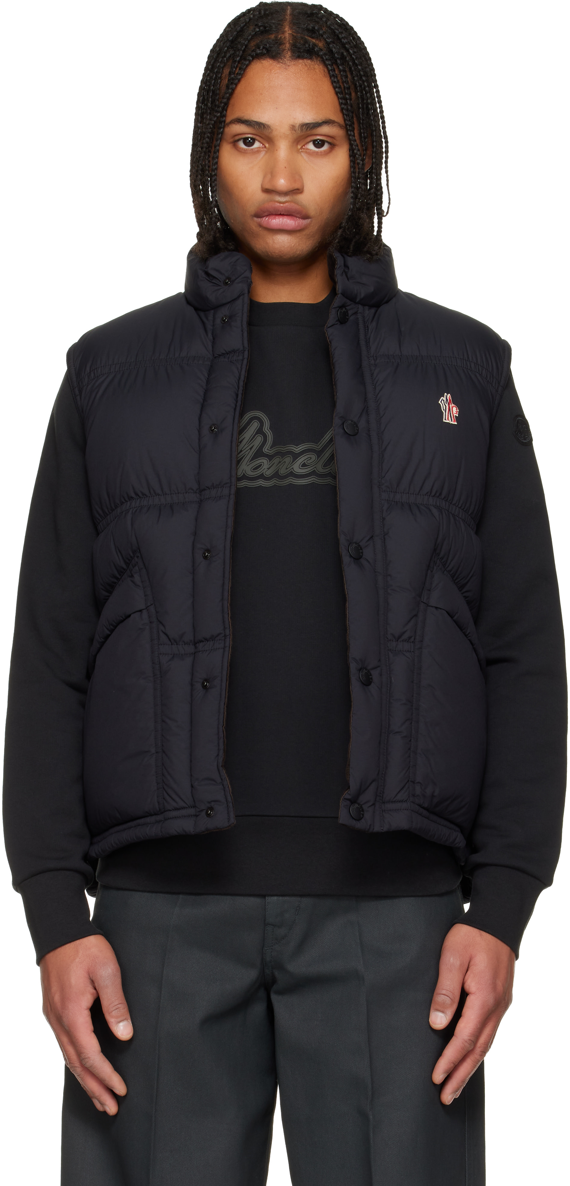 Moncler Grenoble: Black Aul Down Vest | SSENSE
