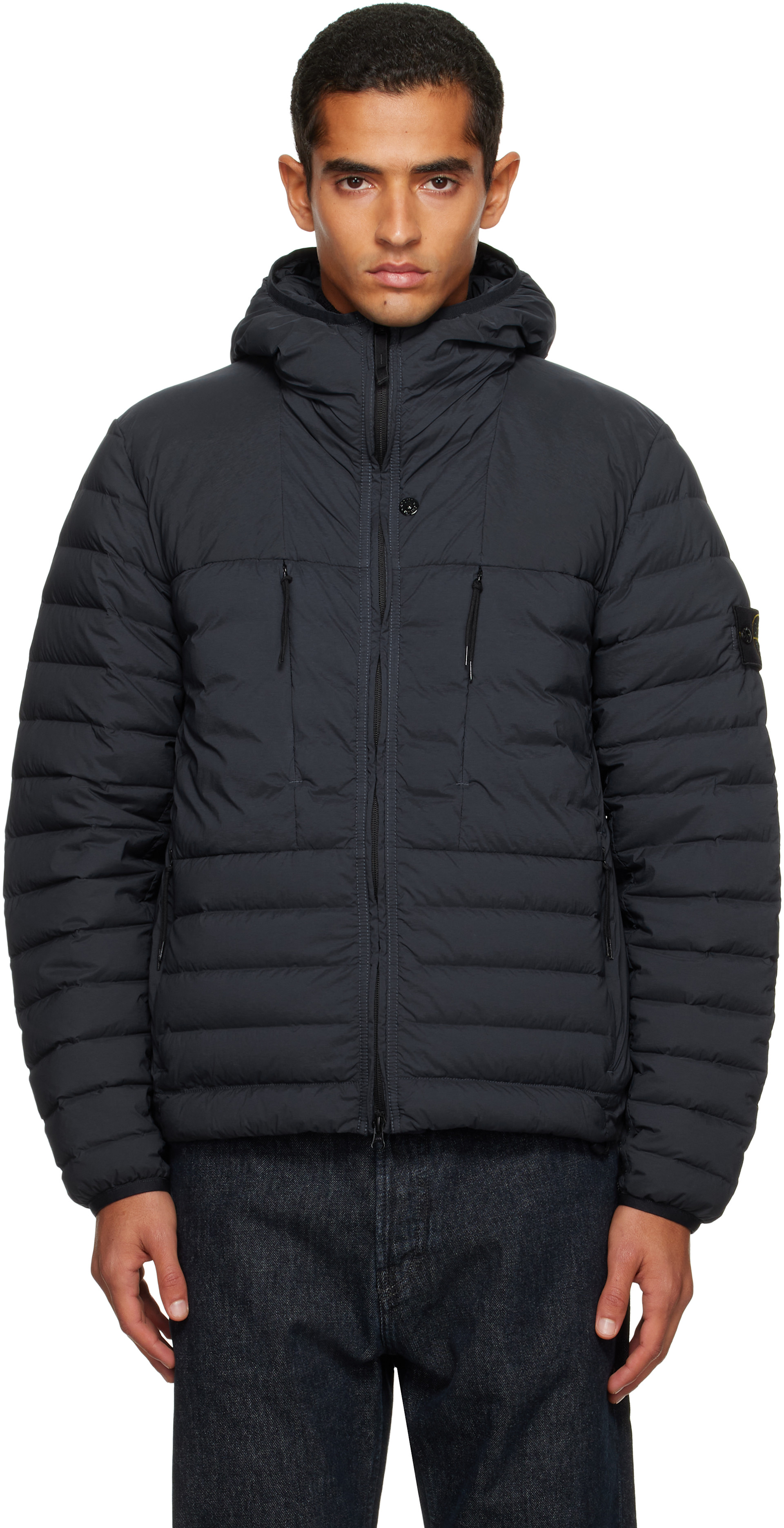 Stone Island: ネイビー 4100020 Seamless Tunnel Nylon Down-TC