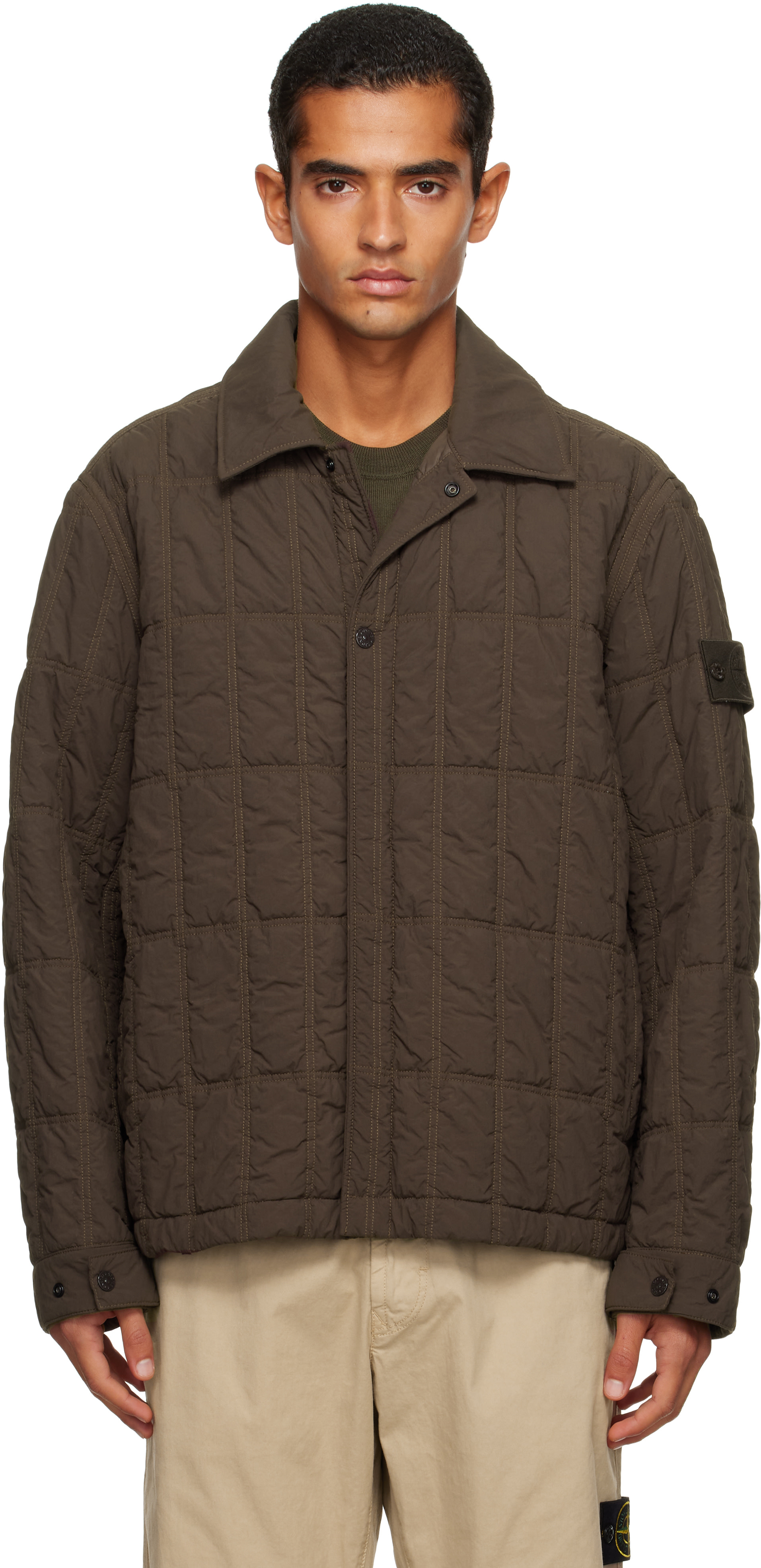 Stone Island: ブラウン 4100099 Smerigliato ナイロン ジャケット