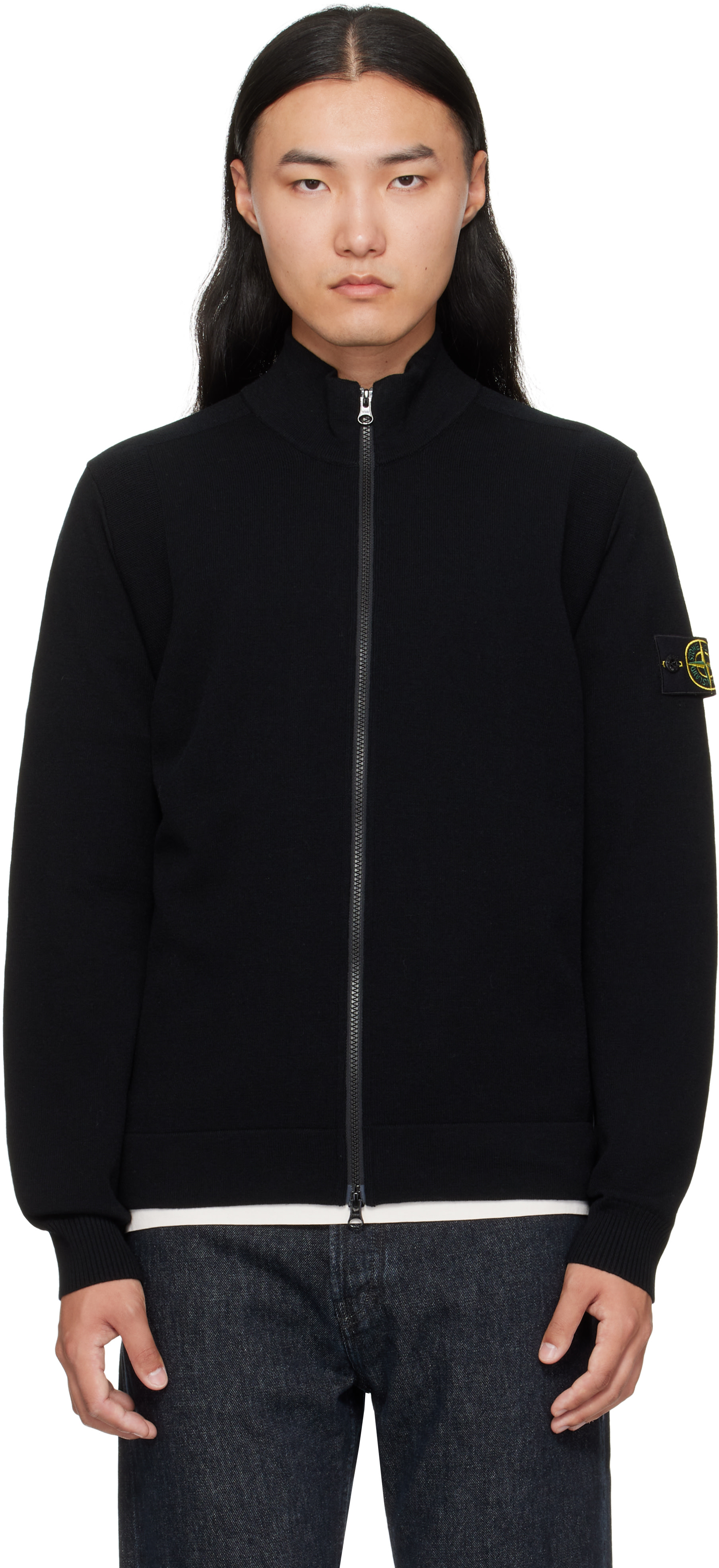Stone Island: Black 5100062 Stretch RWS Wool Sweatshirt | SSENSE