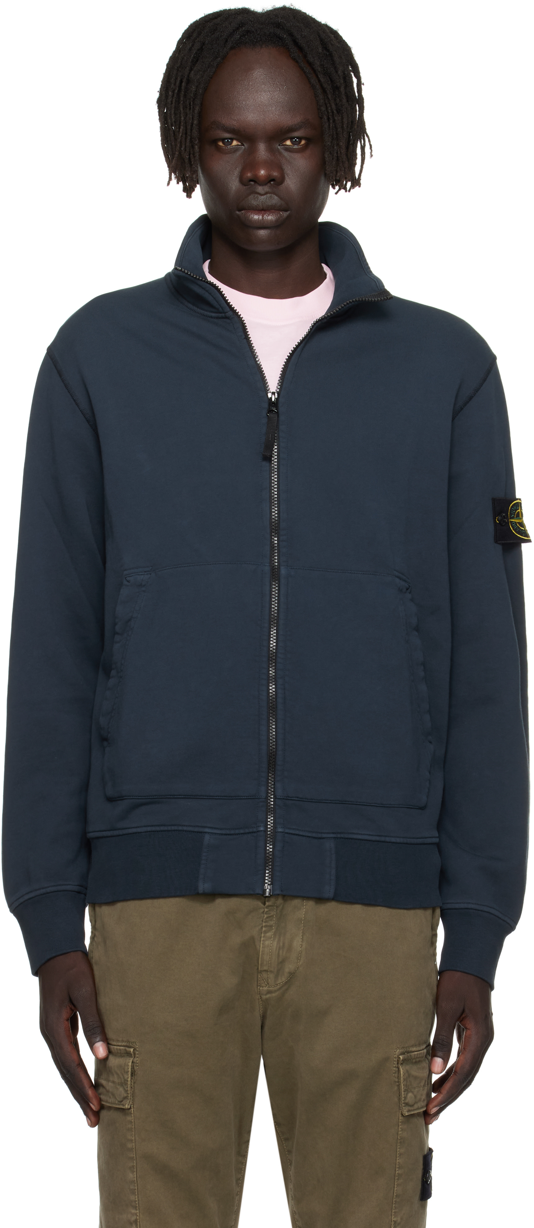 Stone Island: Navy 6100063 Organic Cotton Fleece Jacket | SSENSE