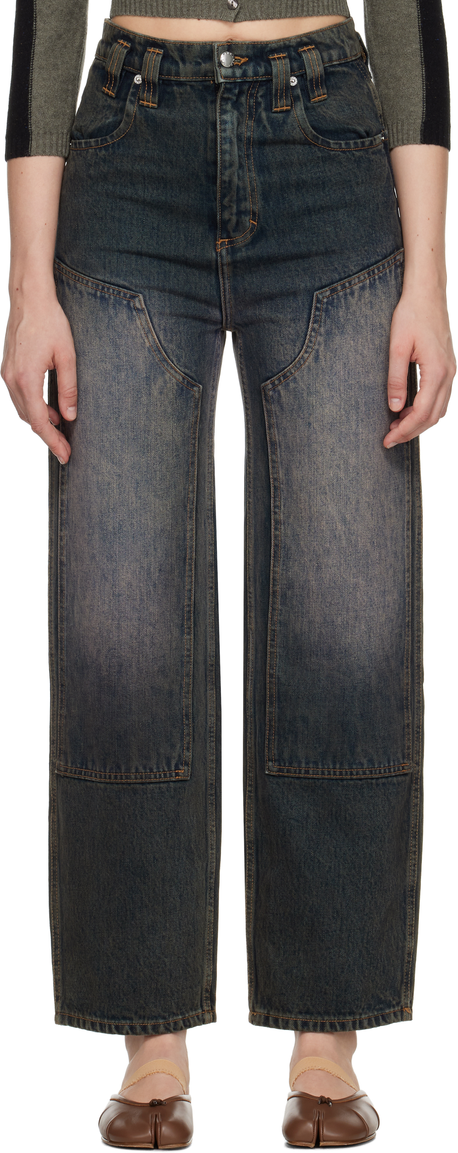 Eckhaus Latta: Blue Double Knee Baggy Jeans | SSENSE