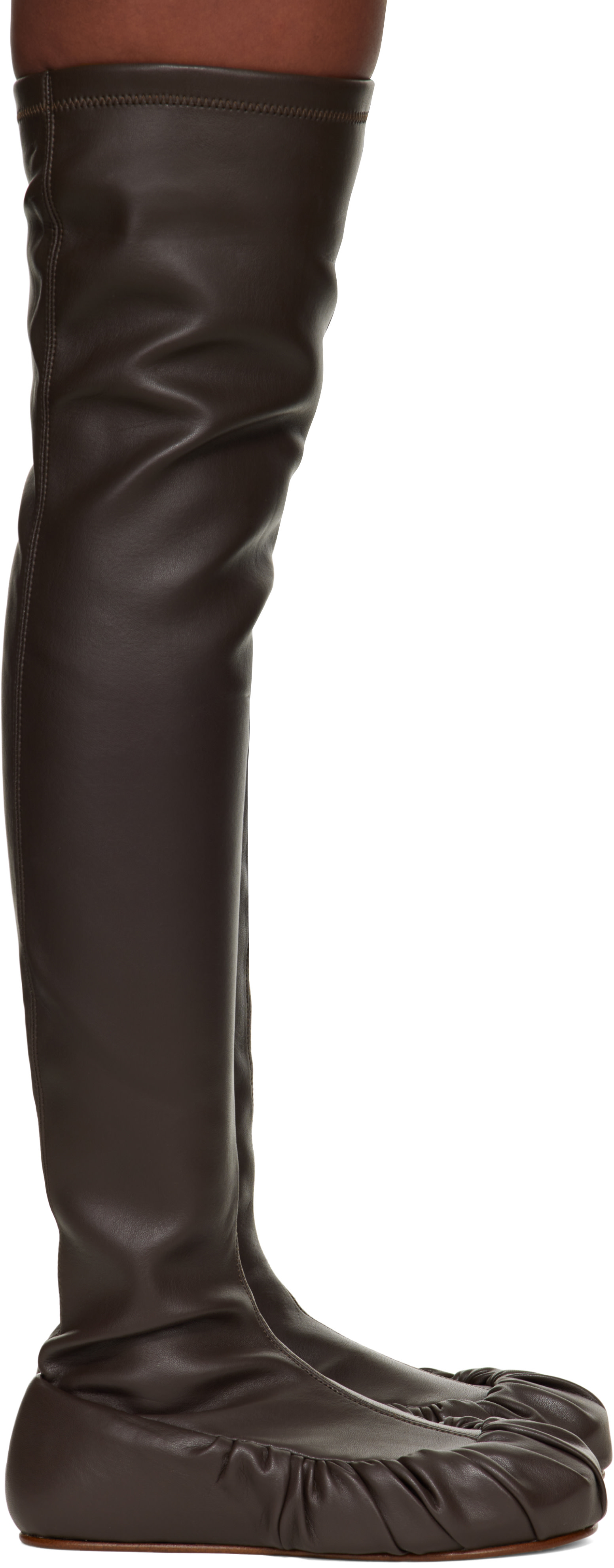 YUME YUME: Brown Overknee Ballerina Tall Boots | SSENSE