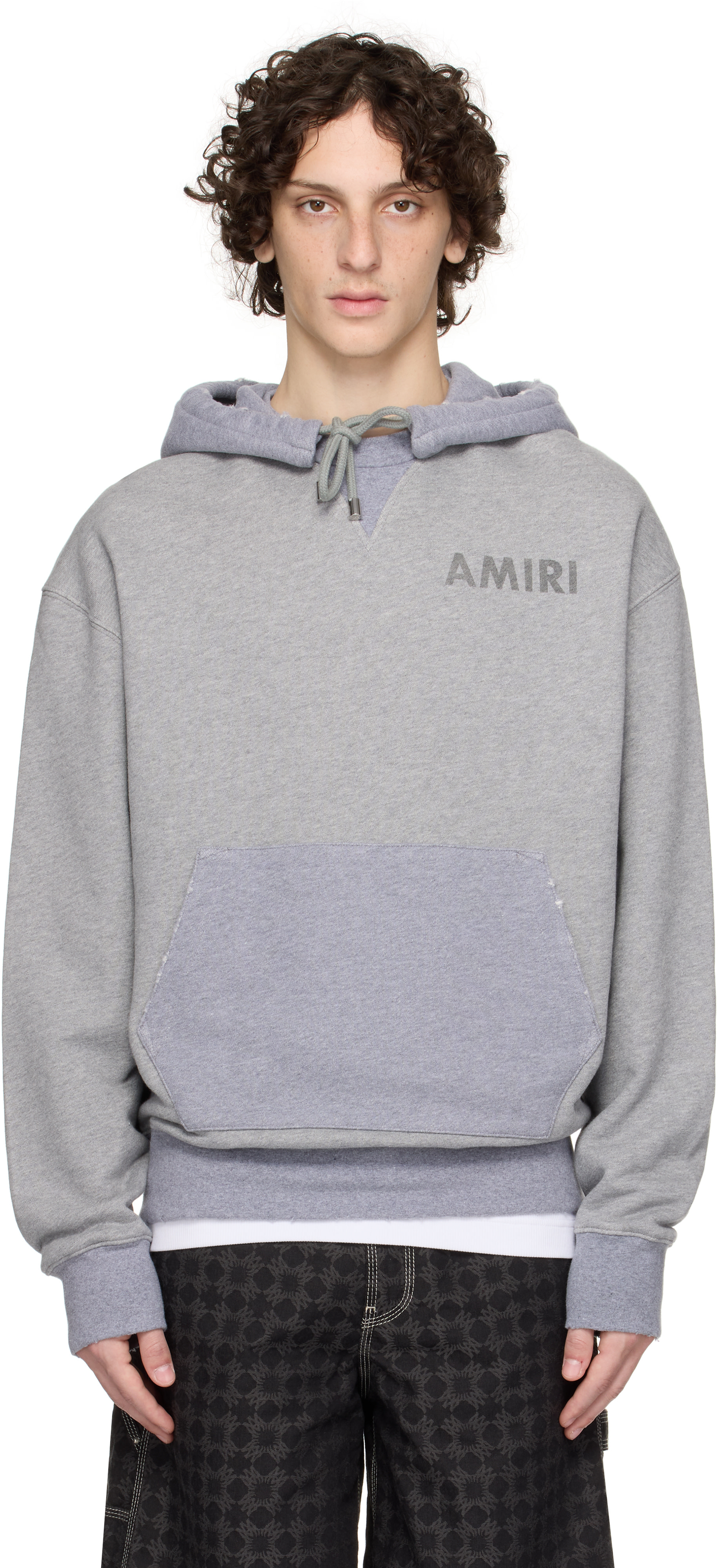 AMIRI: Gray 'AMIRI' Stencil Oversized Hoodie | SSENSE Canada
