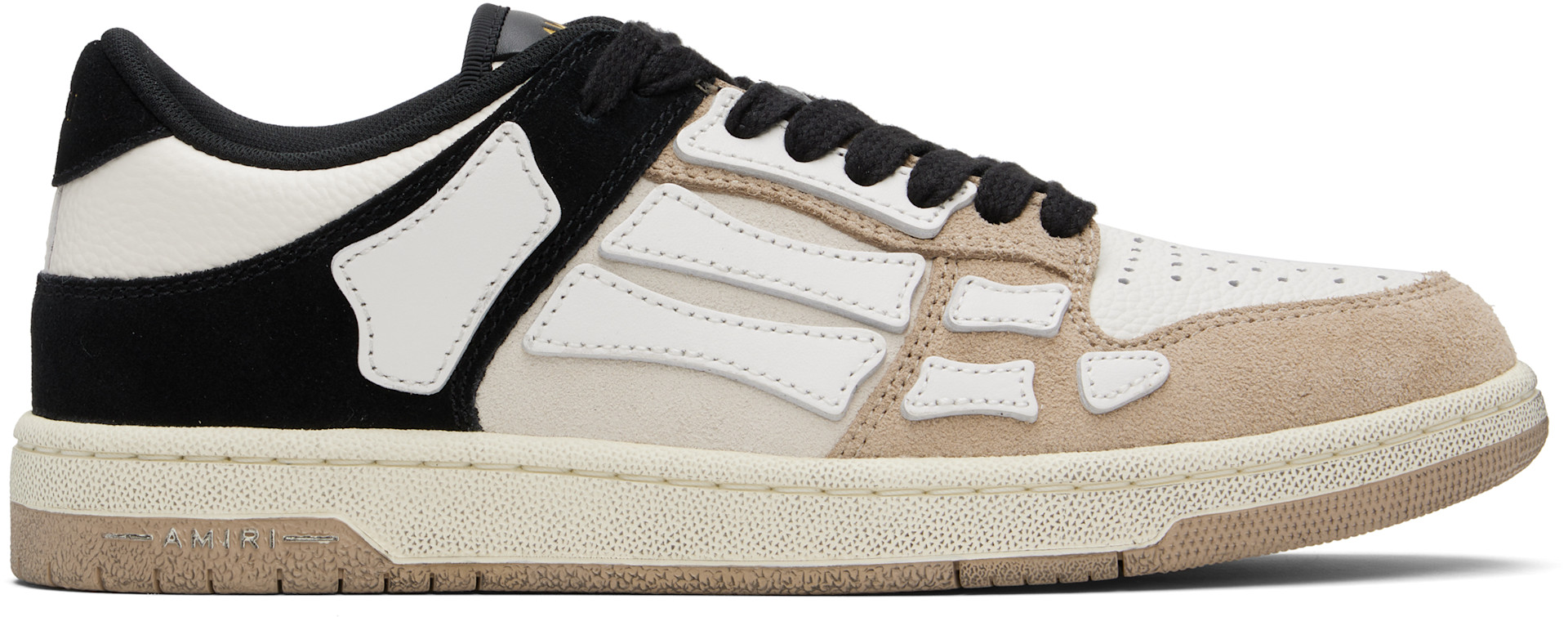 カズAMIRI AMIRI: Brown & White Distressed Skel Top Low Sneakers | SSENSE