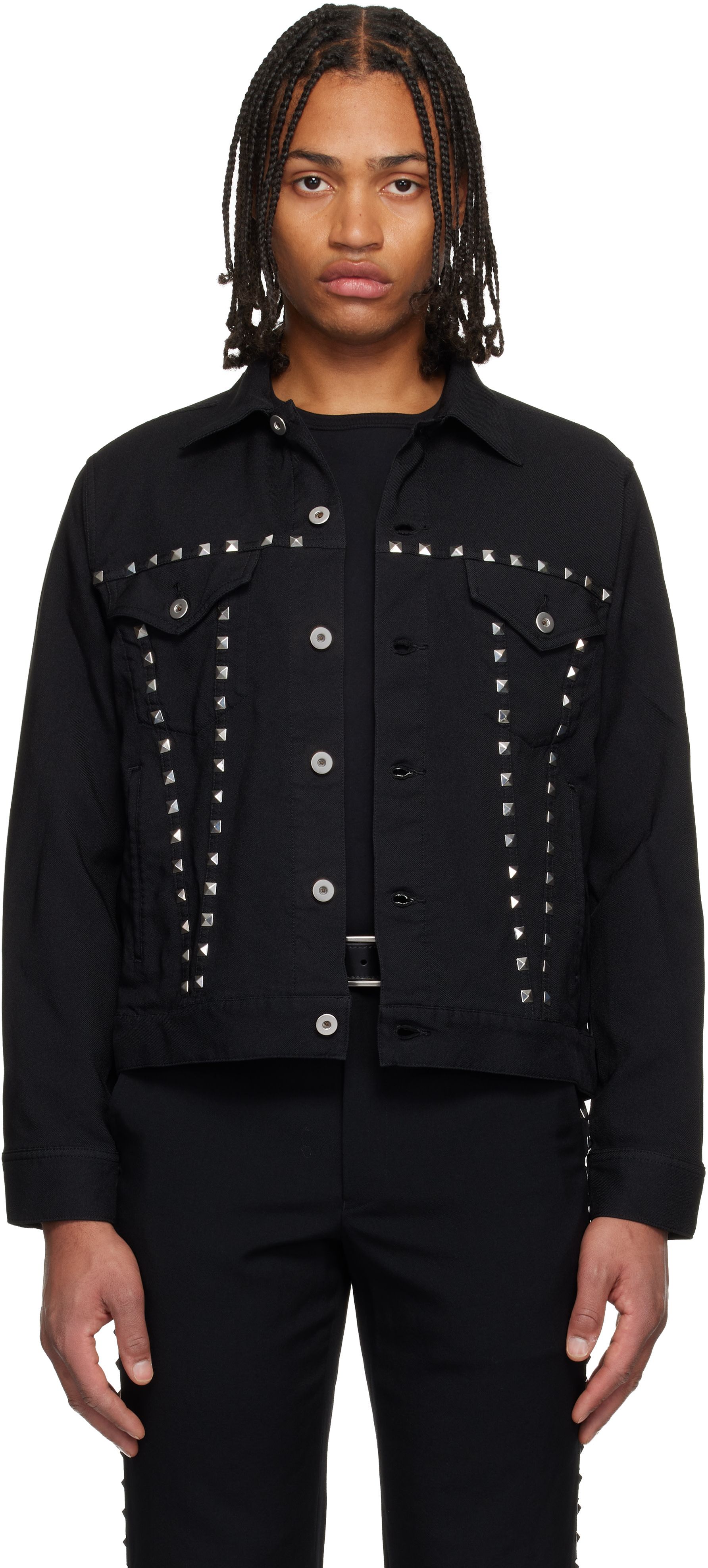 Black Comme des Garçons: Black Studded Jacket | SSENSE Black Comme des Garçons: Black Studded Jacket | SSENSE