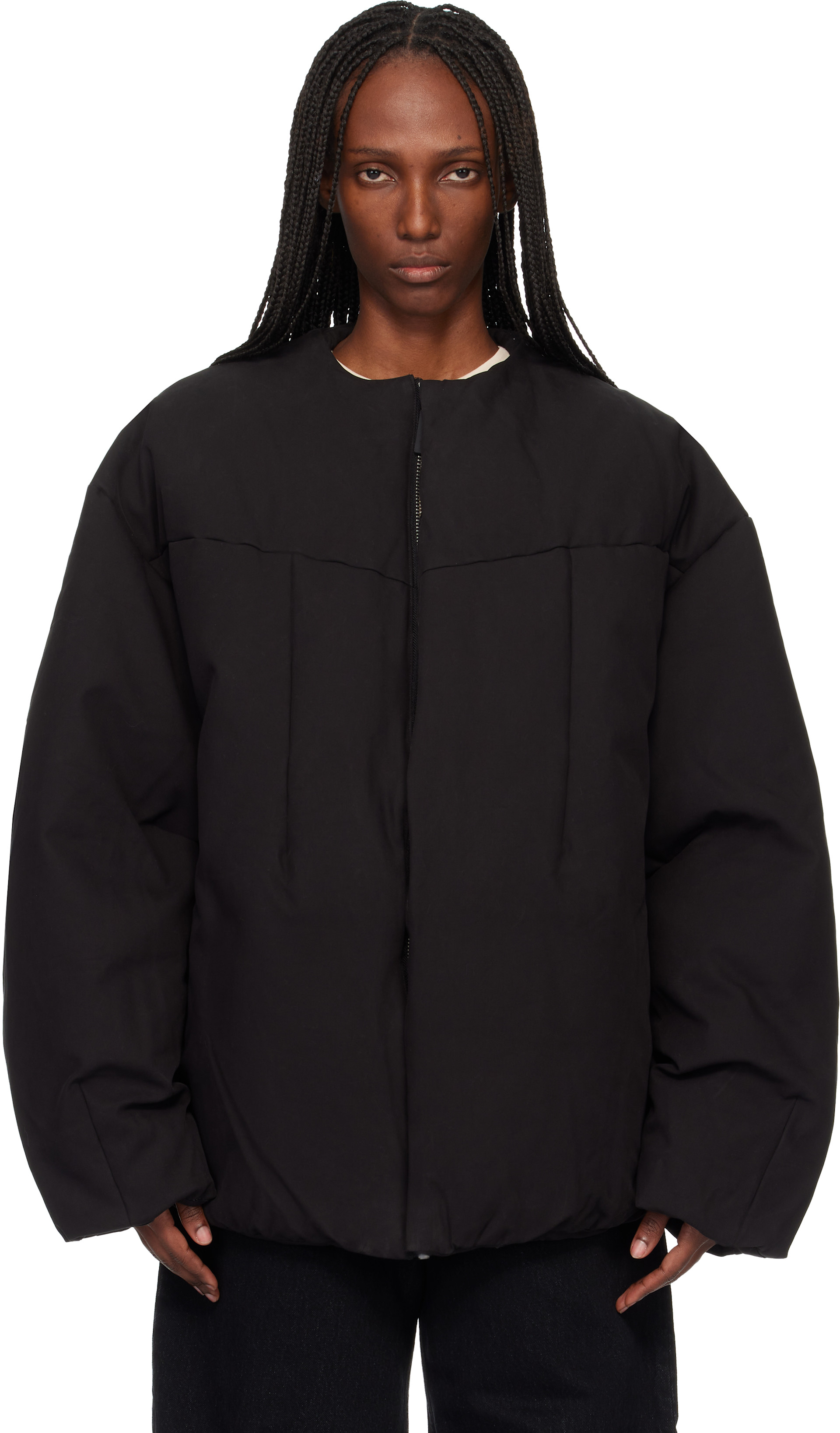 entire studios Puffer Jacket ダウンジャケット Entire Studios: Black Pod Puffer Down Jacket | SSENSE Hong Kong