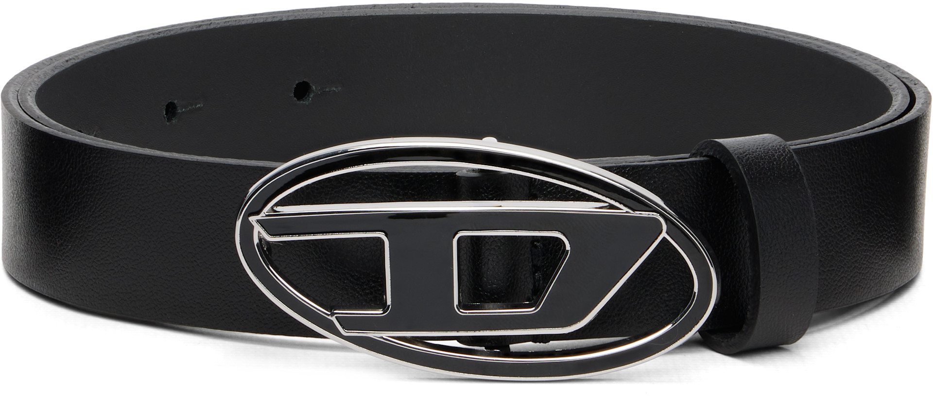 【ゆ】DIESEL 3cm cowleather belt black Women's 3cm leather belt with D-logo buckle | Black | Diesel
