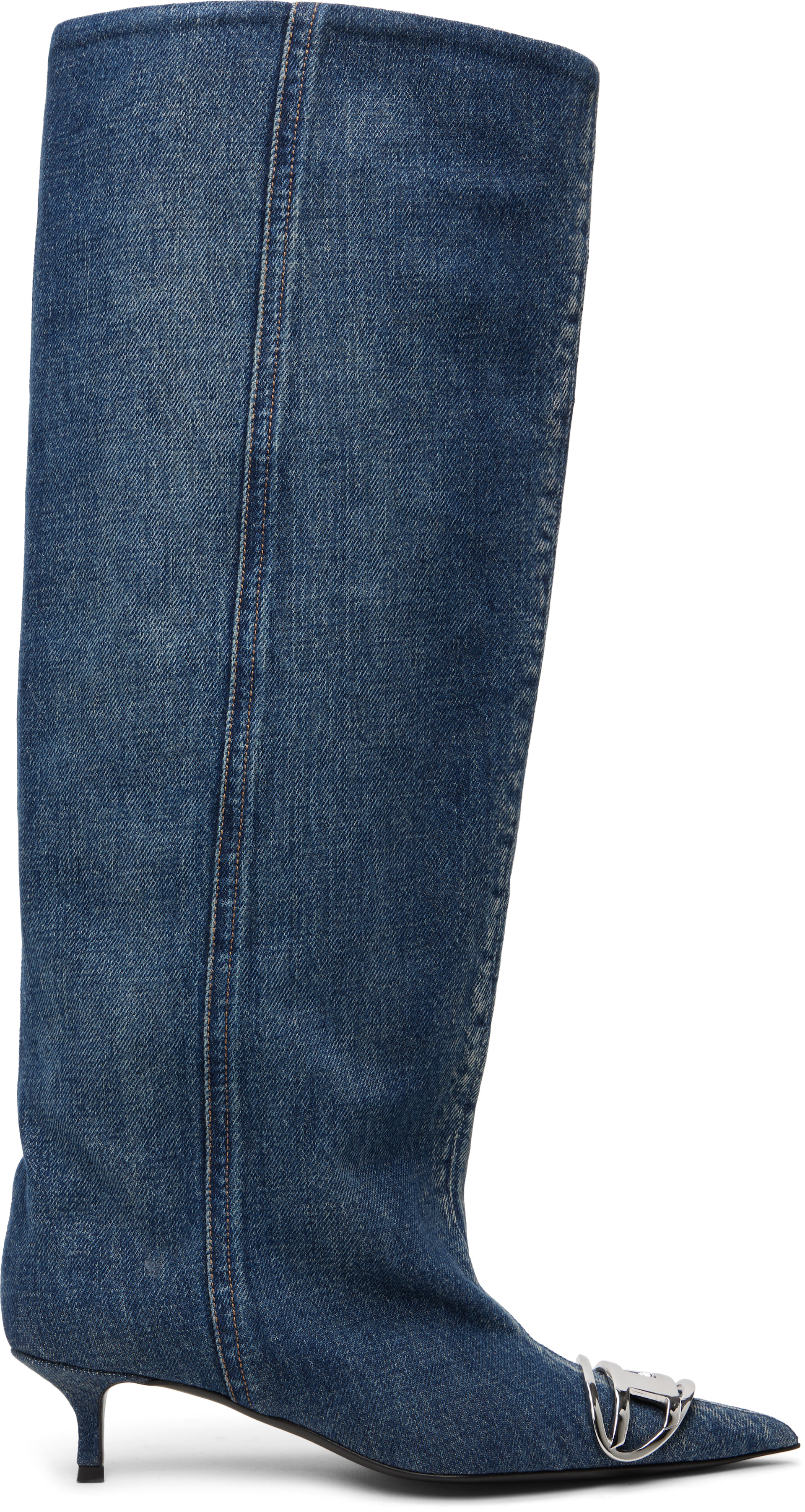 Diesel: Blue D-Venus Kb Slouchy Denim Tall Boots | SSENSE
