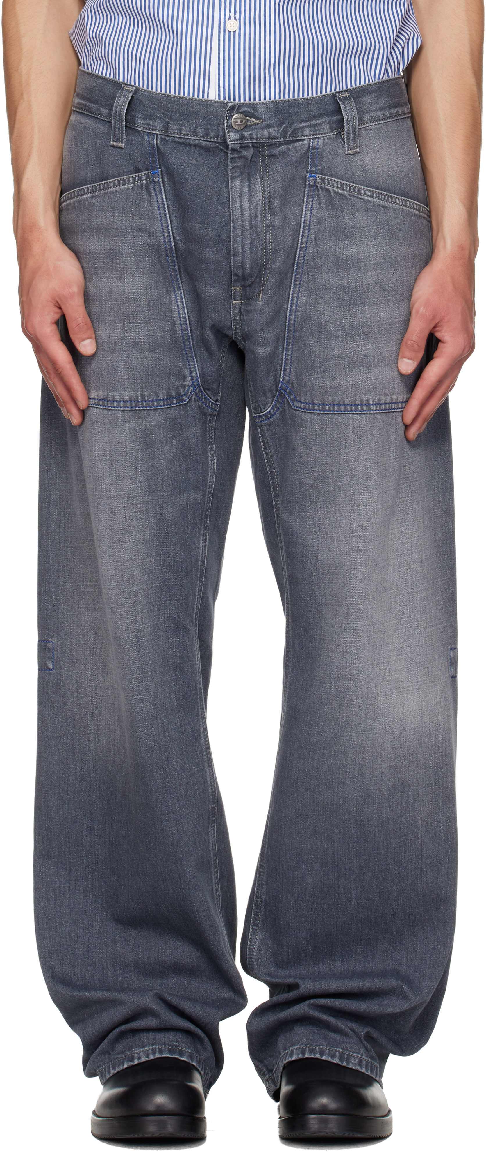 Diesel: Gray Relaxed D-Zeta Jeans | SSENSE Canada