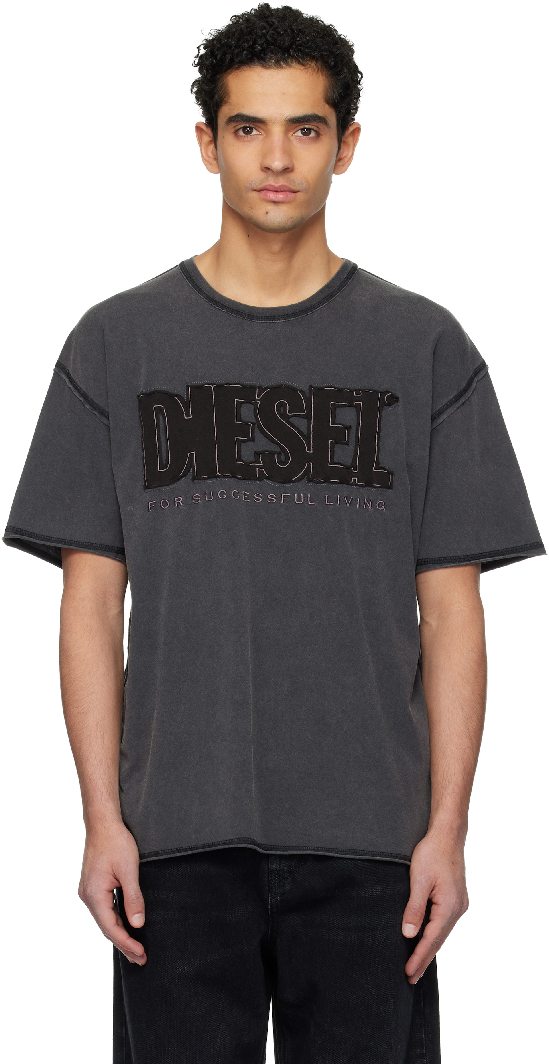 diesel 半袖　tシャツ ダークグレー　チャコール　12y ヴィンテージ加工 diesel 半袖 tシャツ ダークグレー チャコール 12y ヴィンテージ加工