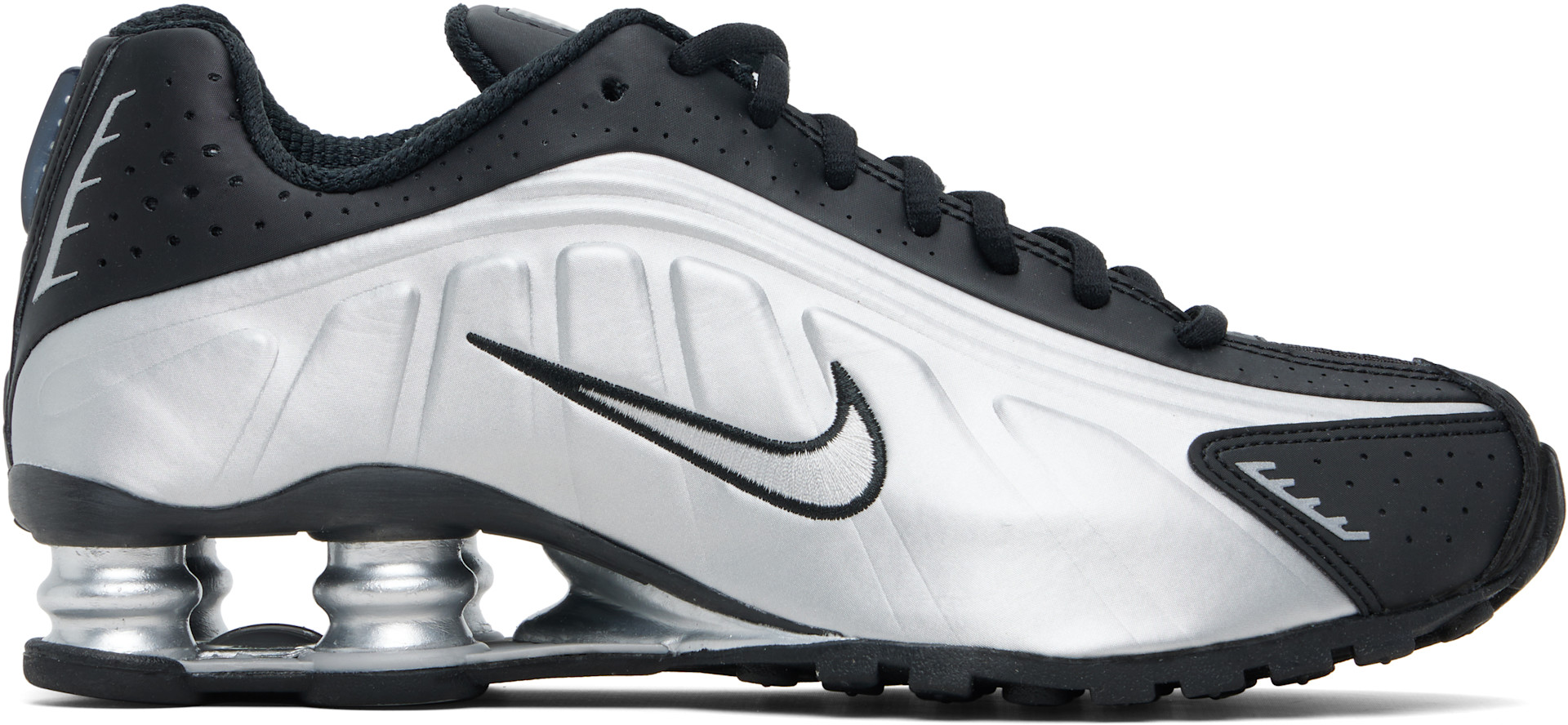 Nike: Black & Silver Shox R4 Sneakers | SSENSE Canada