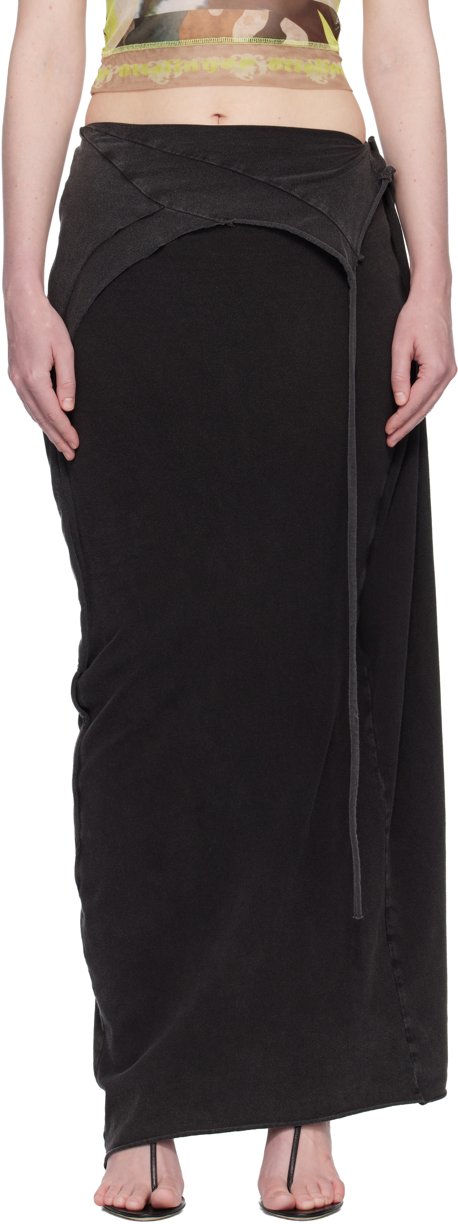 Ottolinger: Black Slitted Maxi Skirt | SSENSE Ottolinger: Black Slitted Maxi Skirt | SSENSE