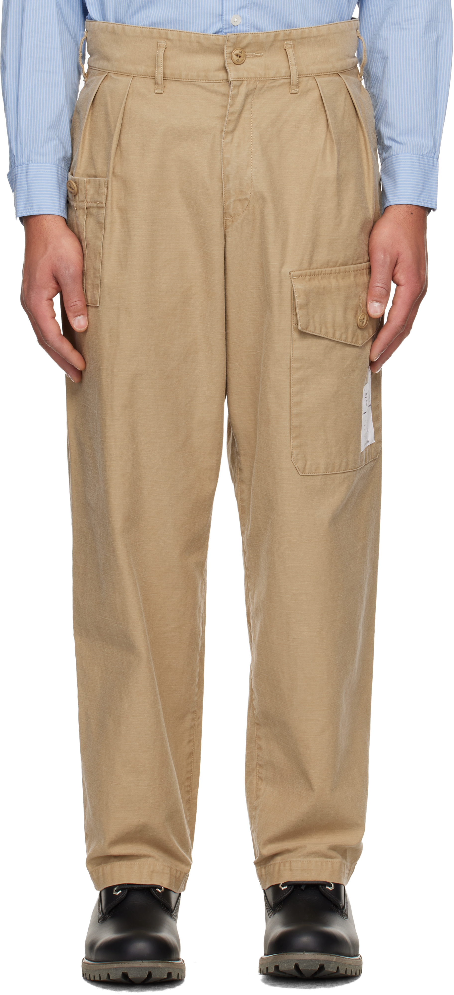 コ*イ様 NEIGHBORHOOD 23SS Two Tuck Pants Neighborhood: Beige Two Tuck Cargo Pants | SSENSE