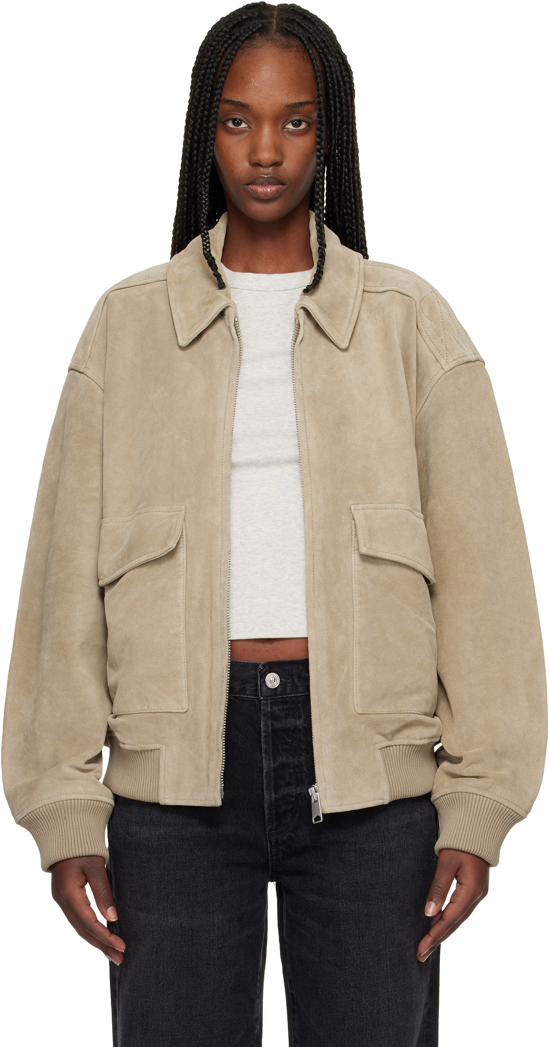 Citizens of Humanity: Khaki Vivienne Suede Jacket | SSENSE