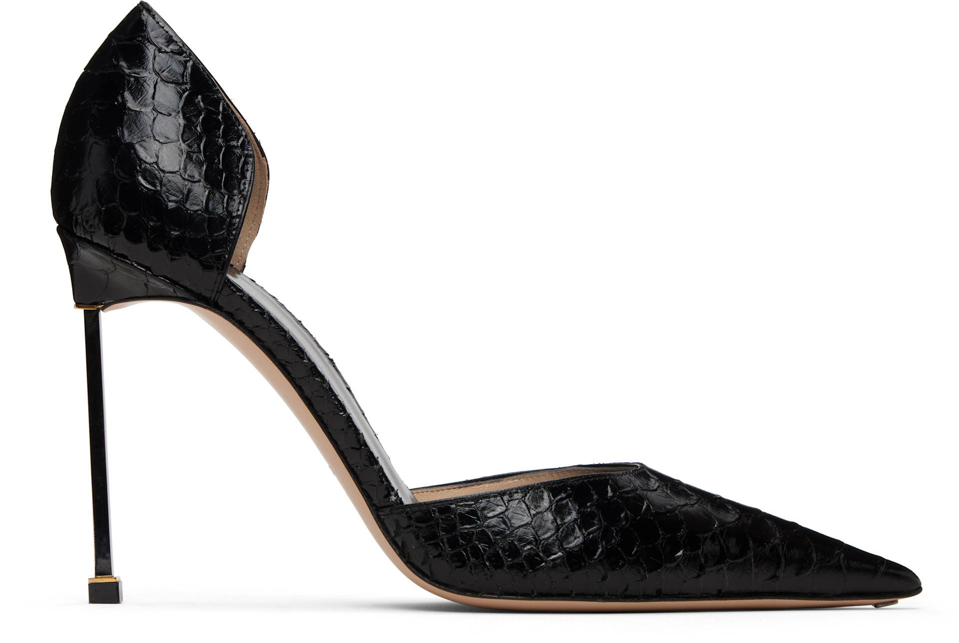 TOM FORD ブラック ハイヒール TOM FORD: Black Semi Shiny Printed Python Spire D'Orsay Heels | SSENSE
