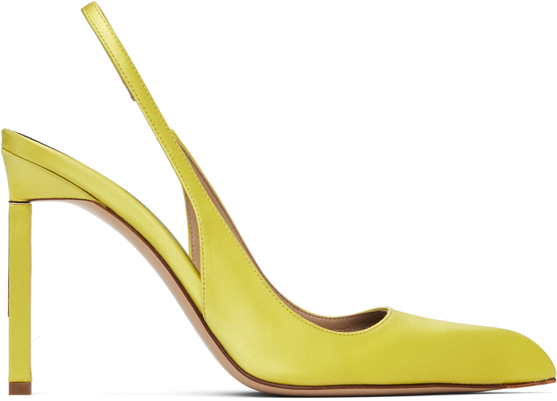 TOM FORD: Yellow Satin T Slingback Heels | SSENSE