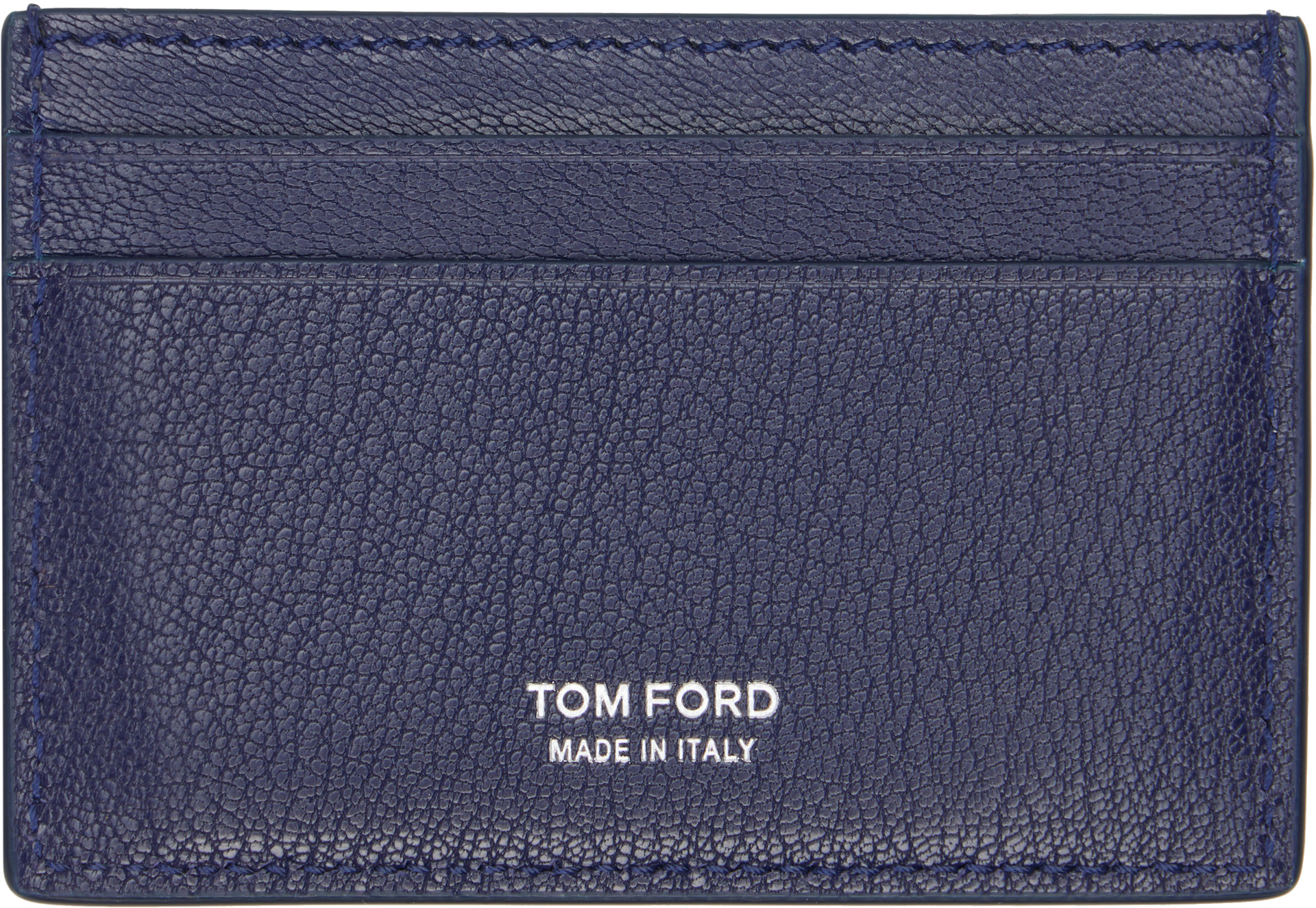 TOM FORD: Navy Elongated T Line Card Holder | SSENSE Singapore