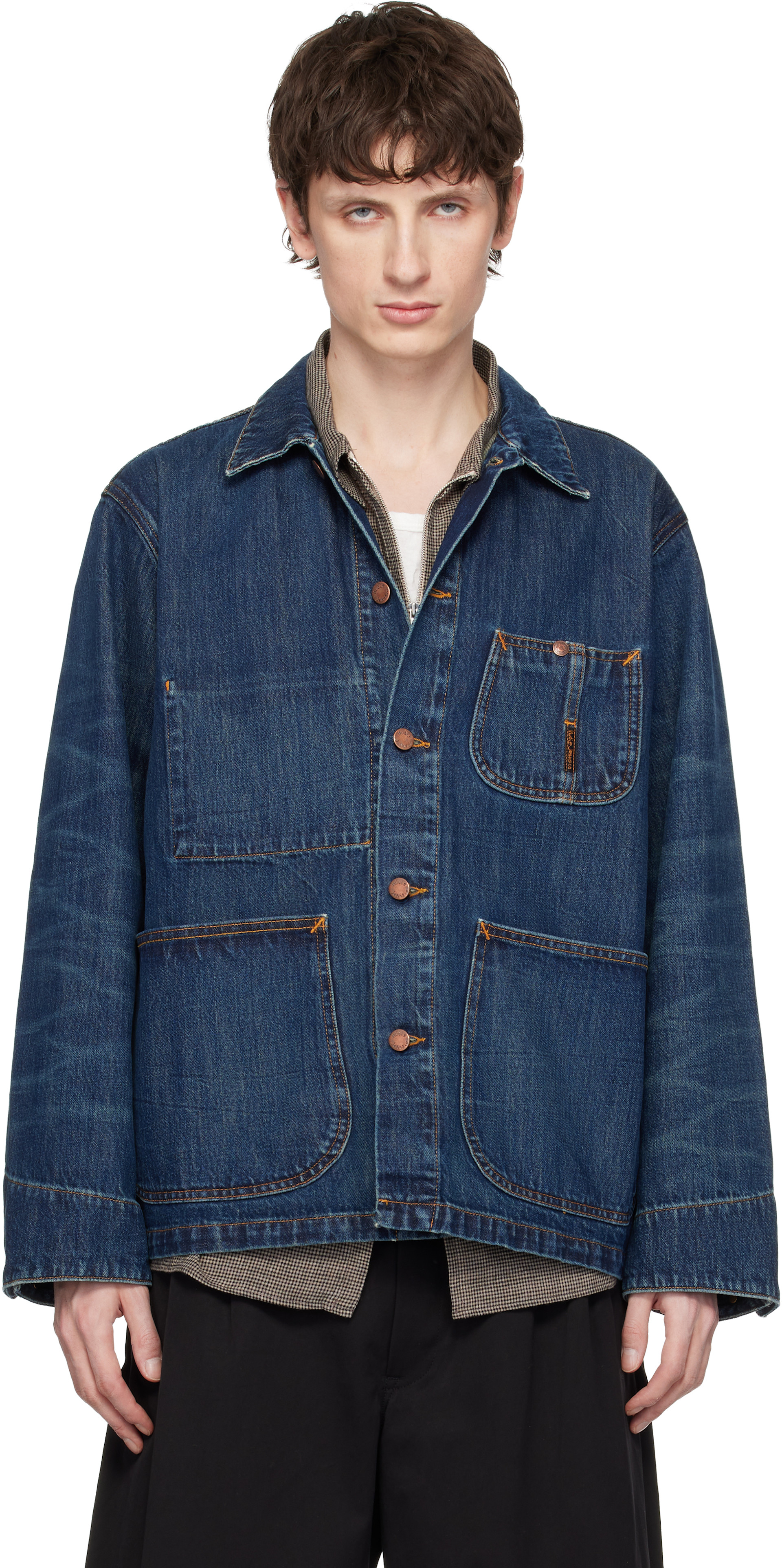 Nudie Jeans: Blue Howie Denim Chore Jacket | SSENSE