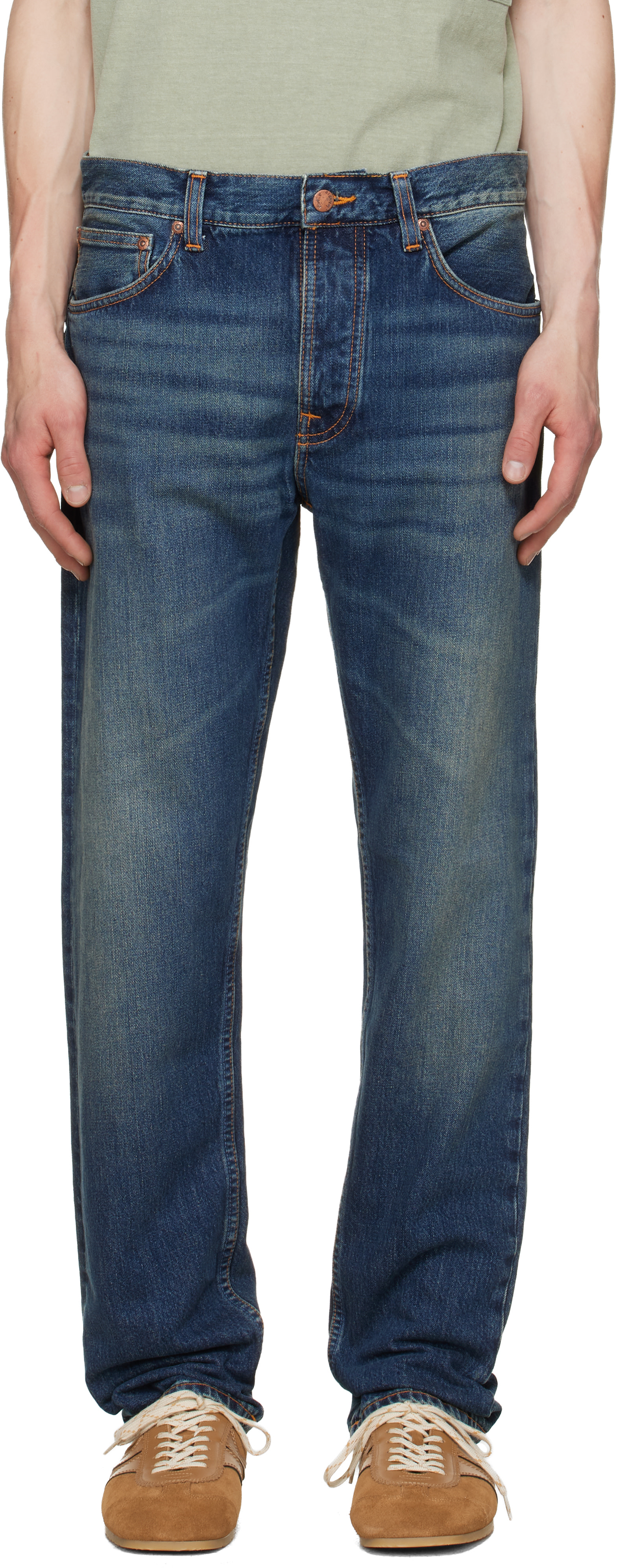 Nudie Jeans: Blue Steady Eddie II Jeans | SSENSE