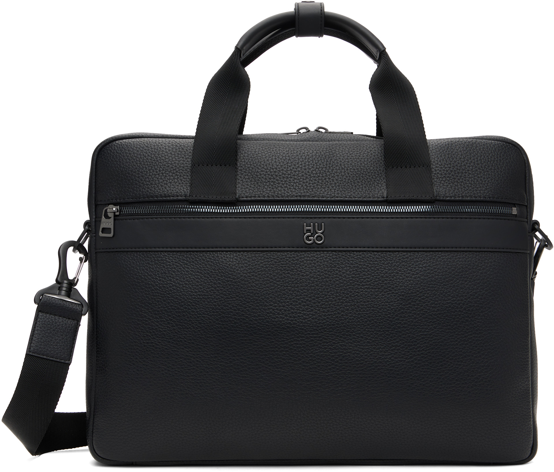 Hugo: Black Stacked Logo Document Briefcase | SSENSE