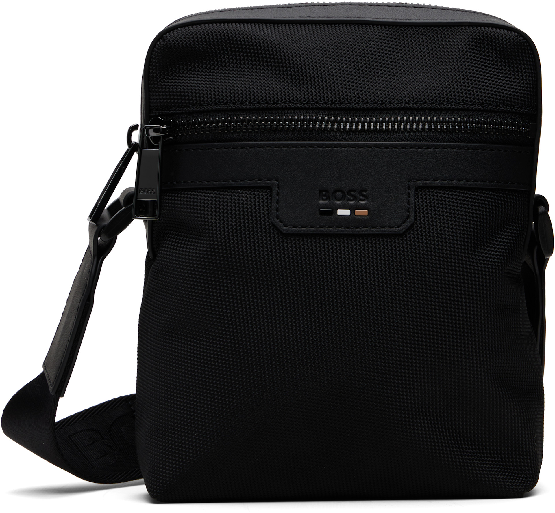 BOSS: Black Signature Trim Structured Reporter Bag | SSENSE