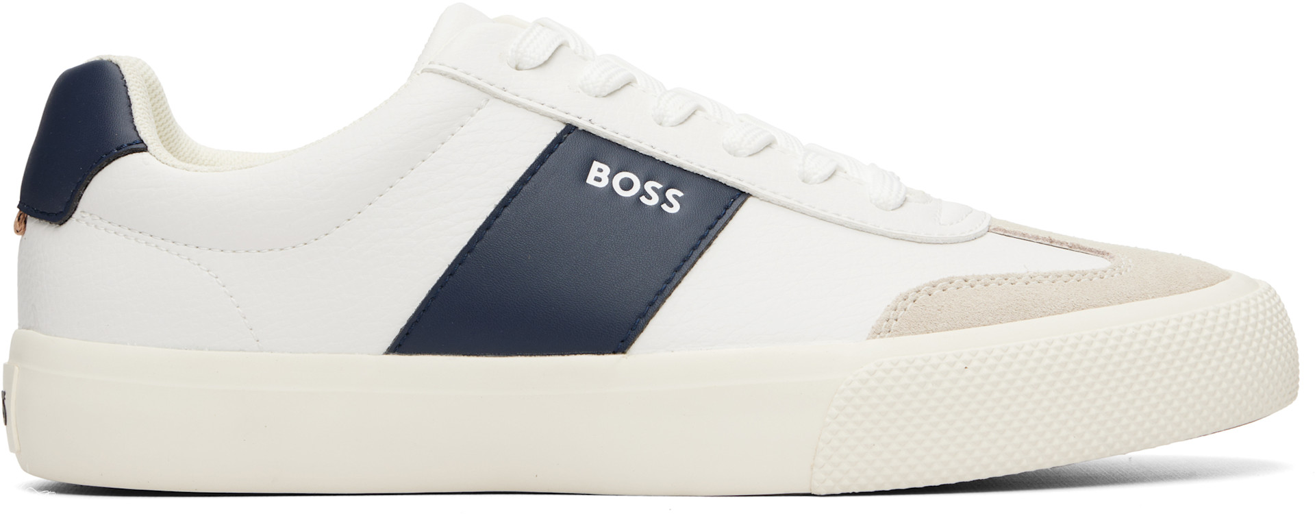 その他 boss BOSS: White Grained Faux-Leather Sneakers | SSENSE