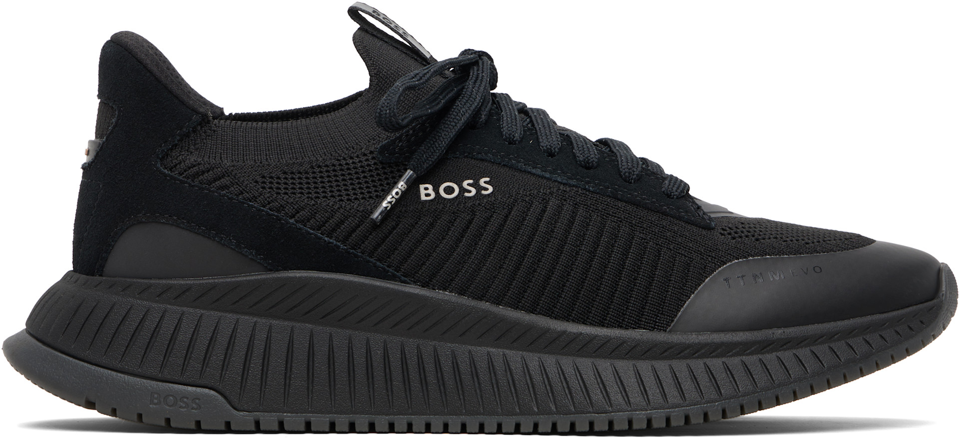 BOSS: Black TTNM EVO Knitted Upper Sneakers | SSENSE