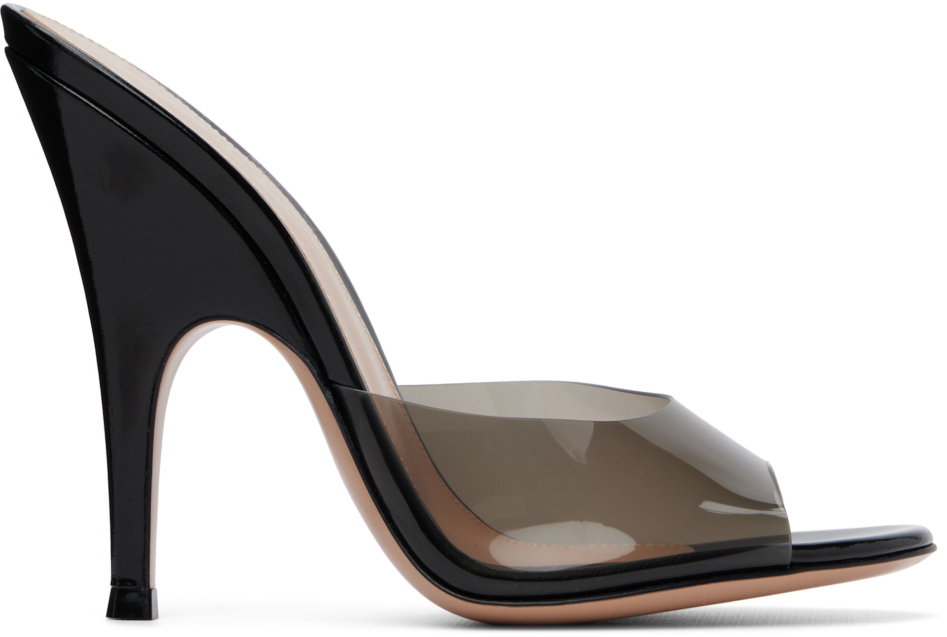 Gianvito Rossi: Black Sofia Mule Heeled Sandals | SSENSE