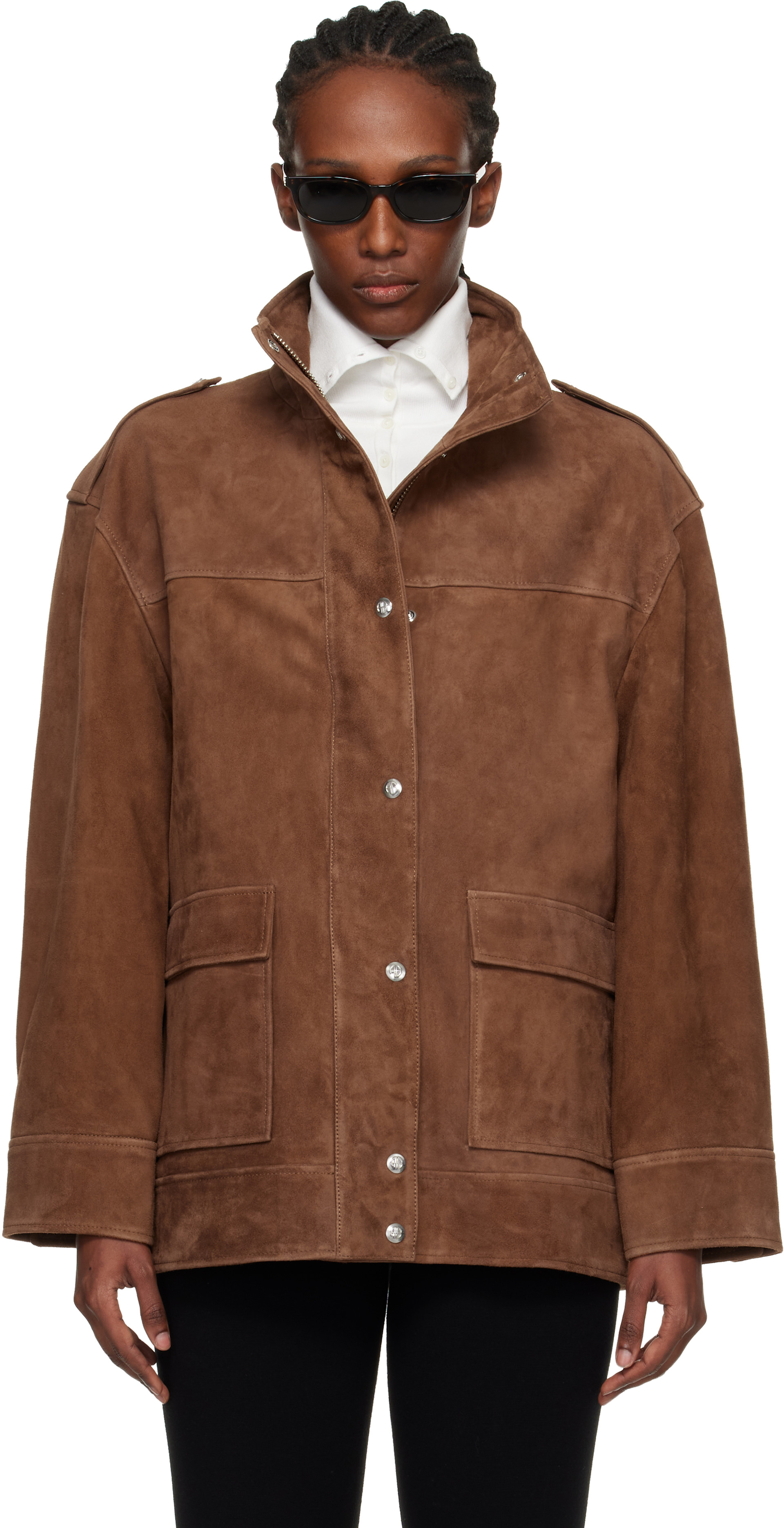ANINE BING: Tan Roux Suede Jacket | SSENSE