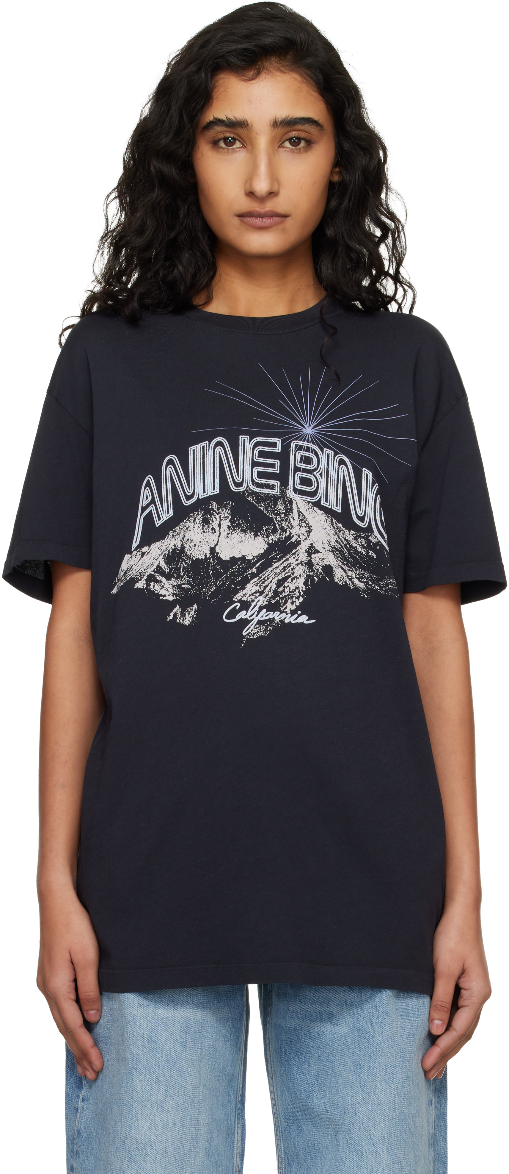 ANINE BING: Navy California Walker T-shirt | SSENSE
