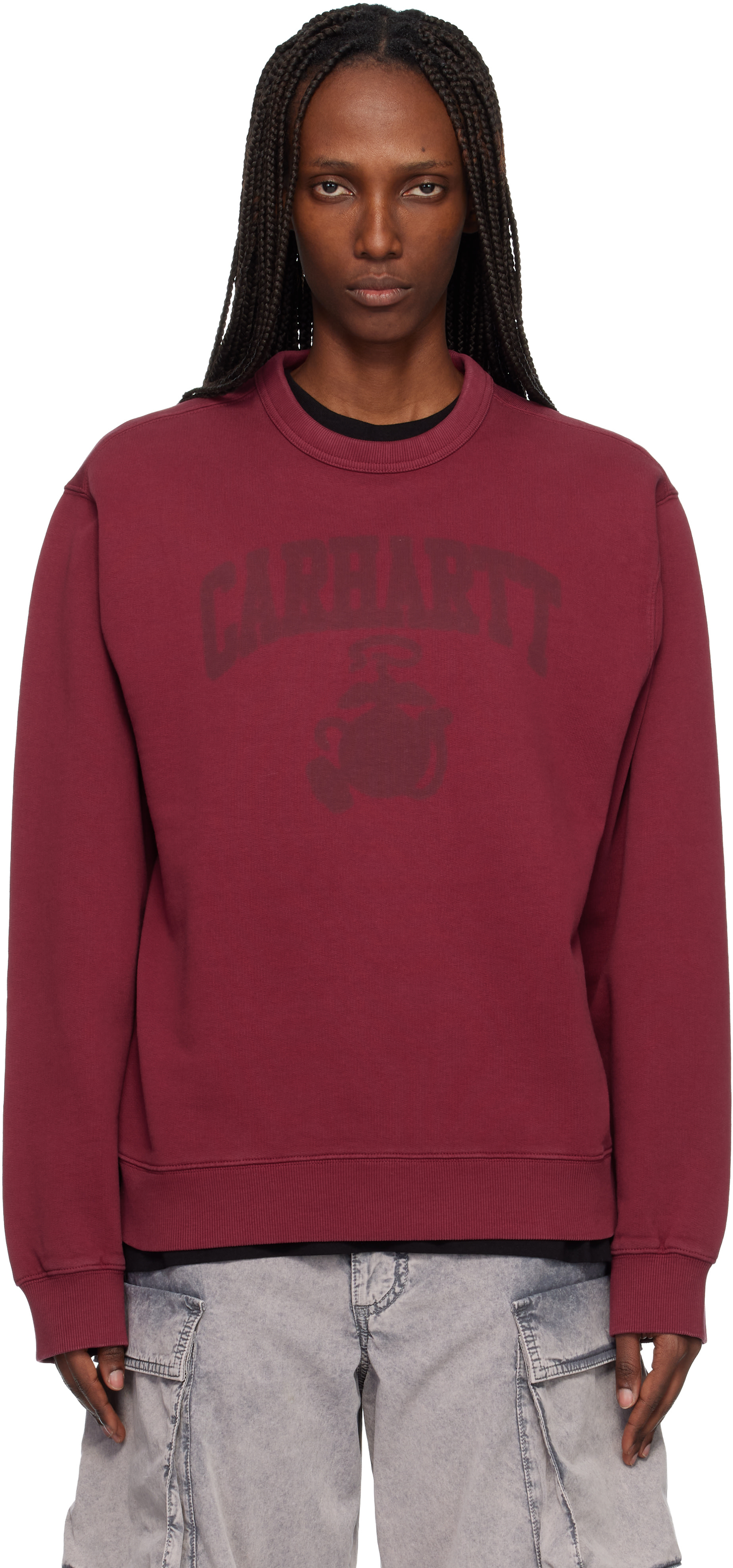 Carhartt Work In Progress: Red Faded Pond Corps Sweatshirt | SSENSE