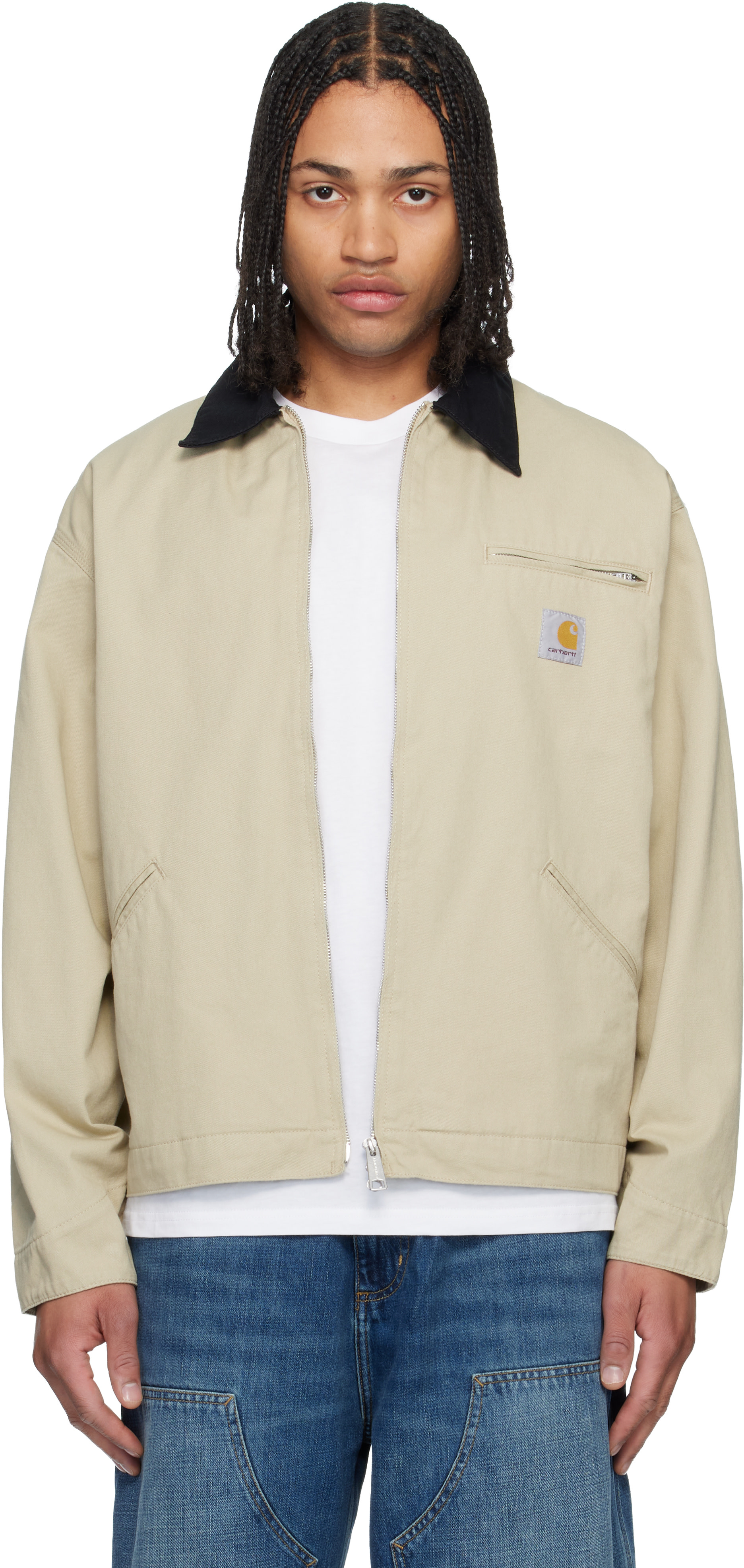 Carhartt ベージュジャケット SAFETY AWARD Carhartt Work In Progress: Off-White OG Detroit Jacket | SSENSE