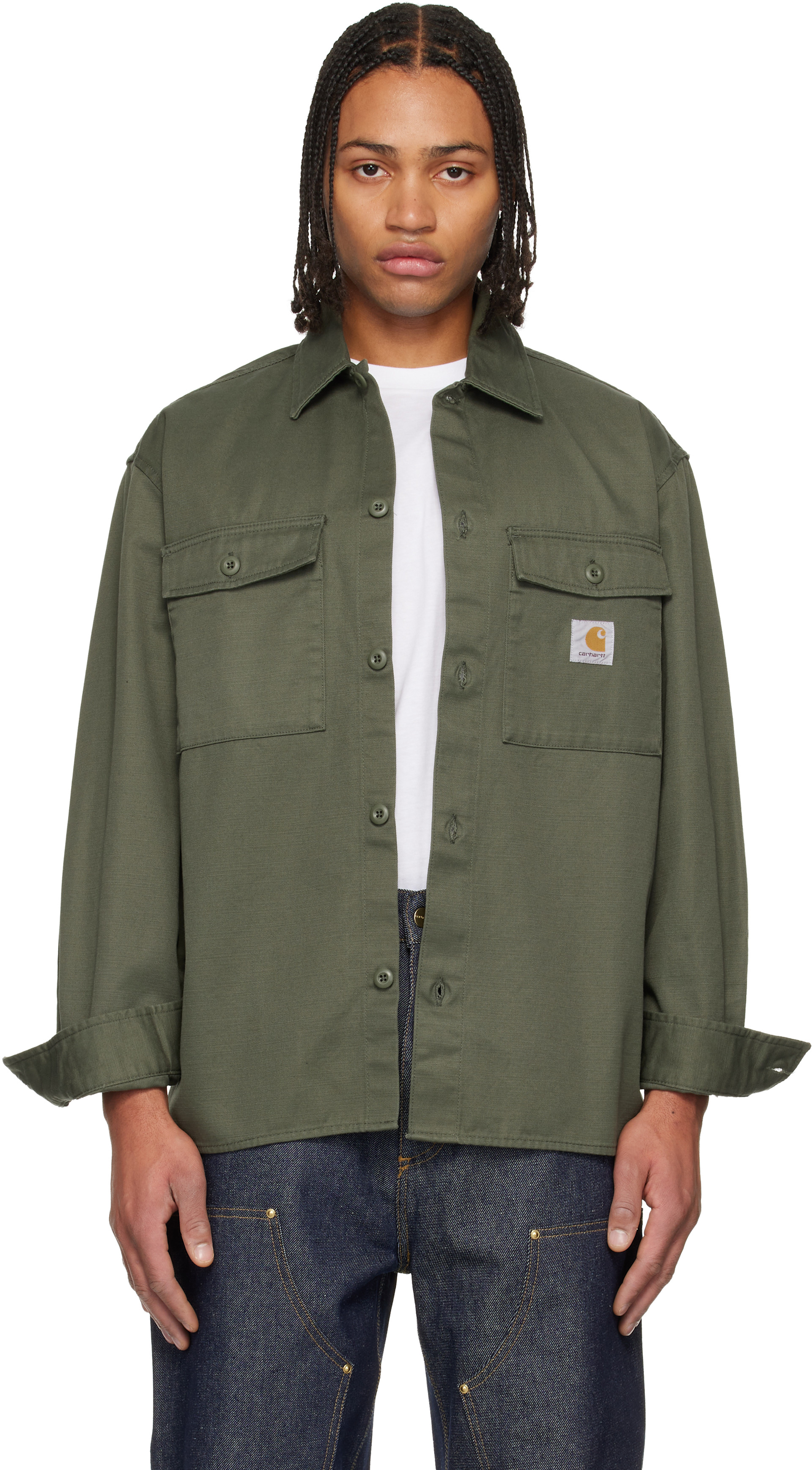 Carhartt WORK IN PROGRESS ベスト L オリーブ Carhartt Work In Progress: Khaki Kelly Overshirt | SSENSE