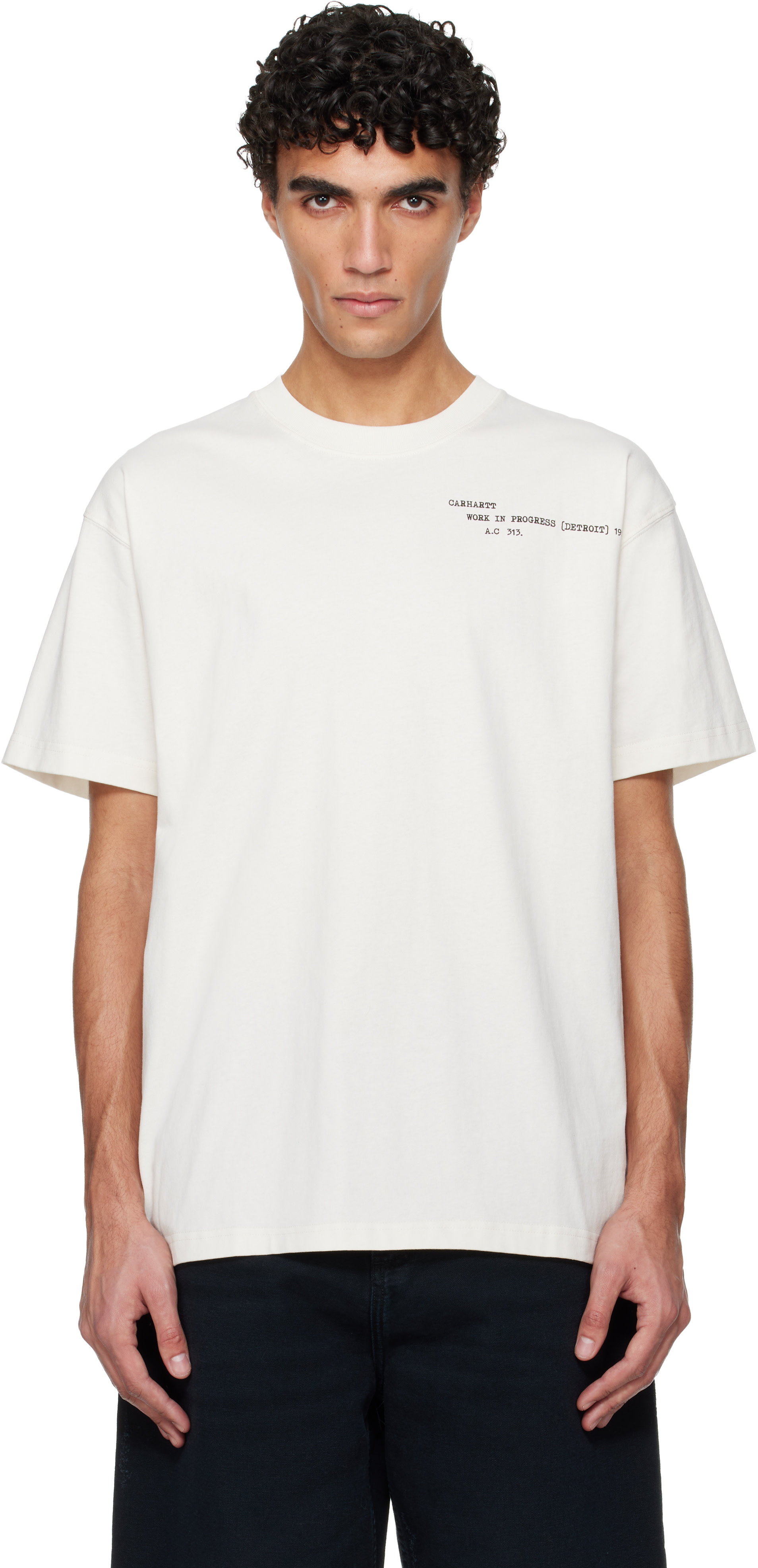 Carhartt WORK IN PROGRESS ストライカー シャツ L Carhartt Work In Progress: White Punched T-Shirt | SSENSE